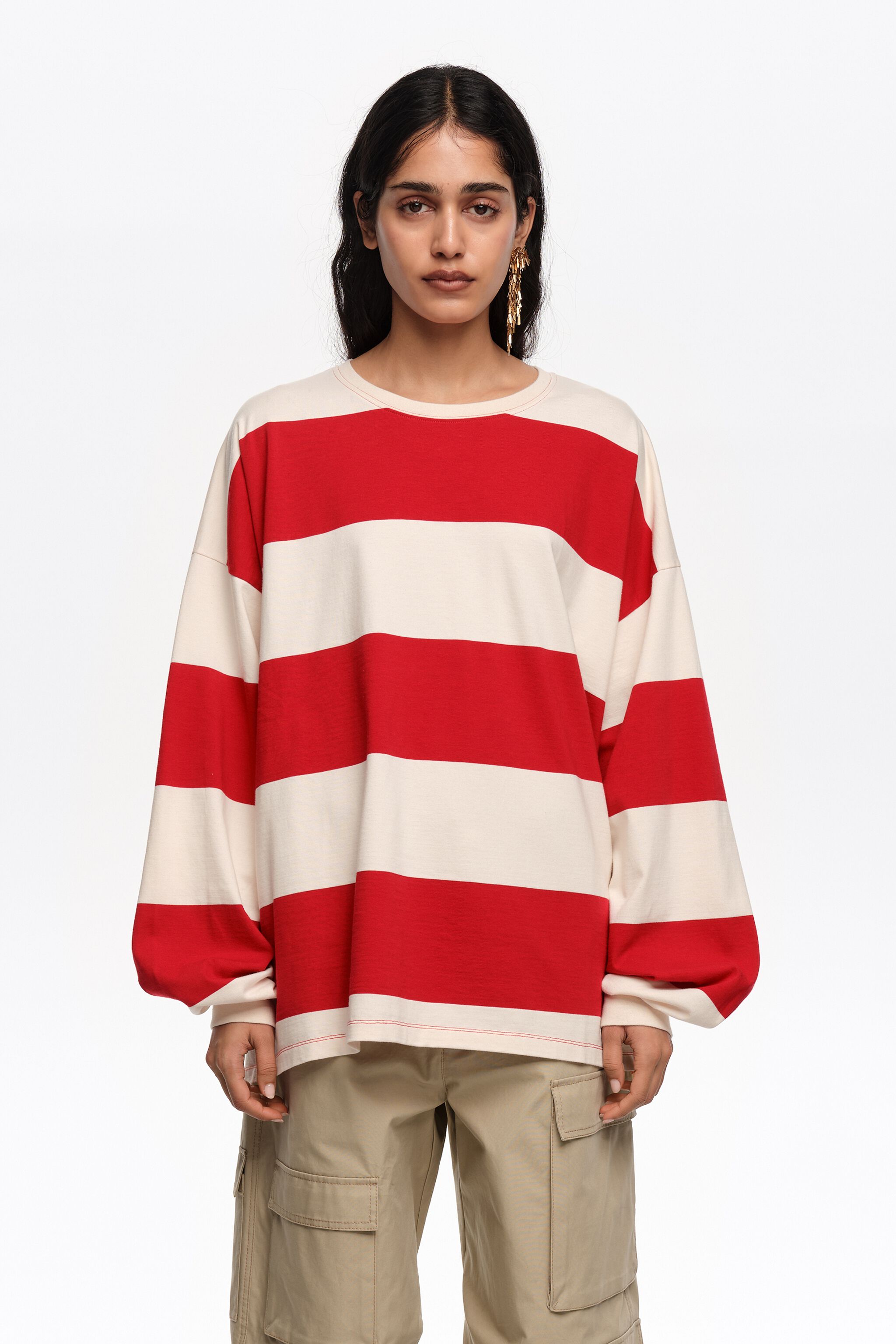 Oversize red striped T-shirt