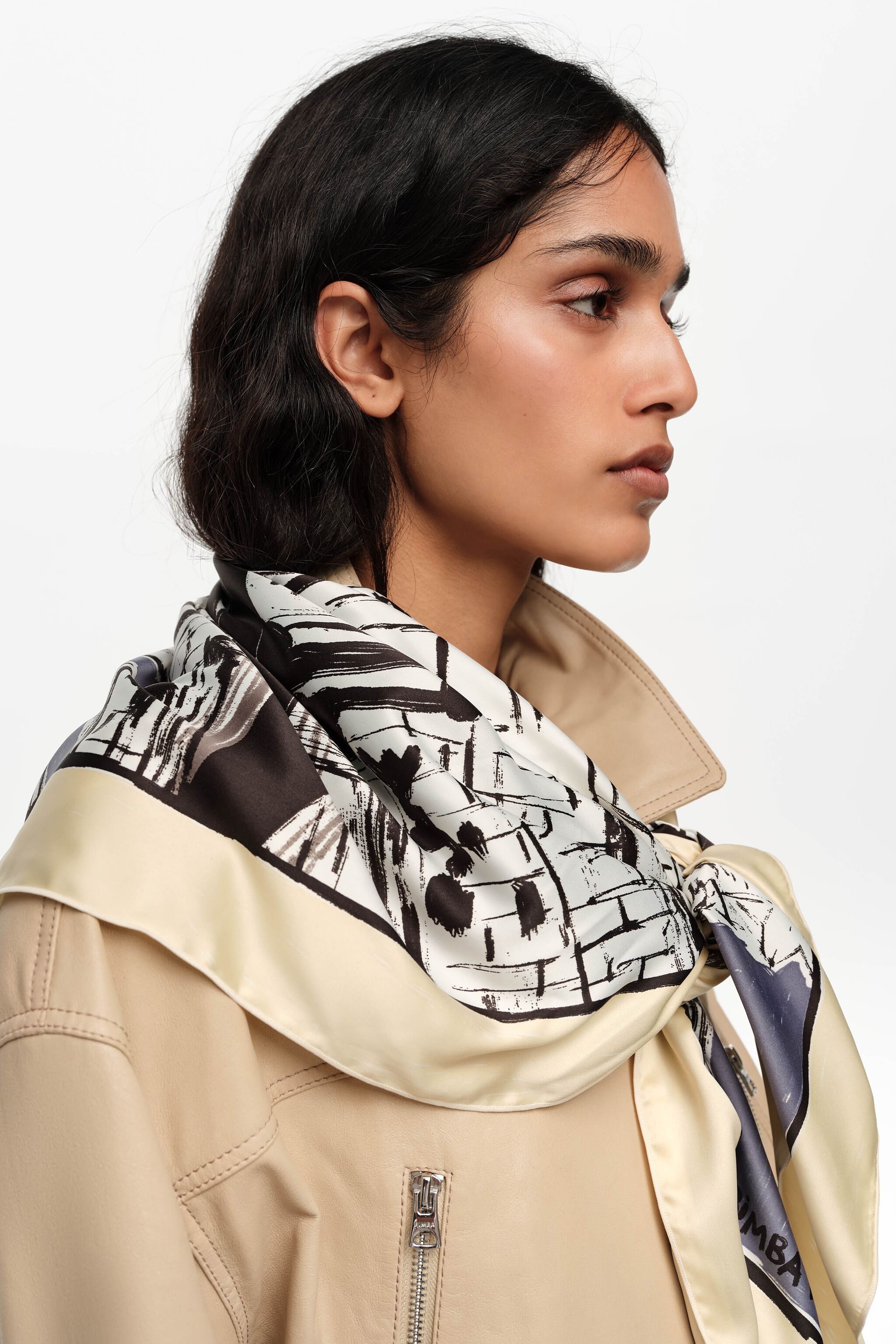 Bimba House graphite brushstroke scarf