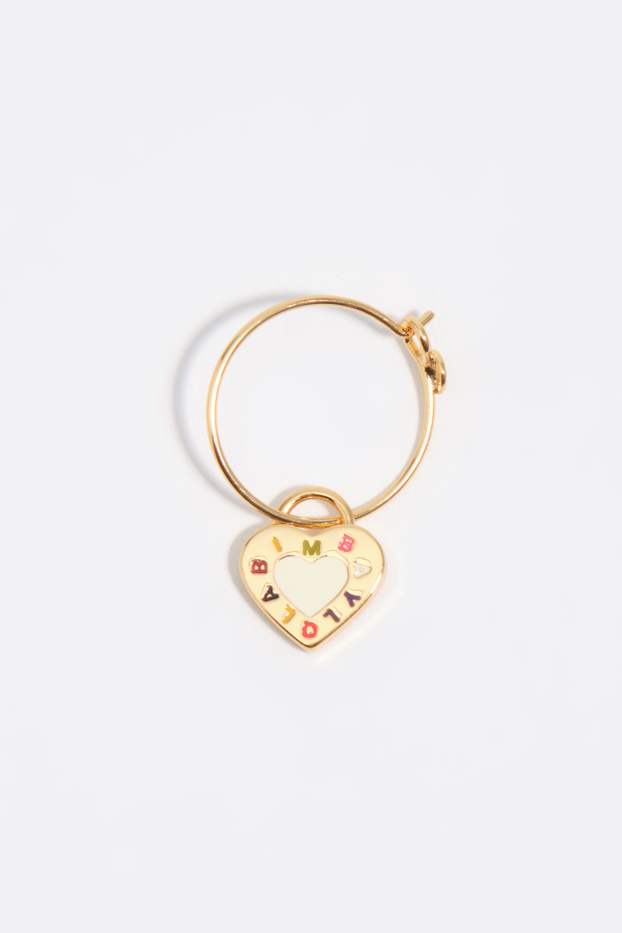 Hoop earrings logo ivory heart