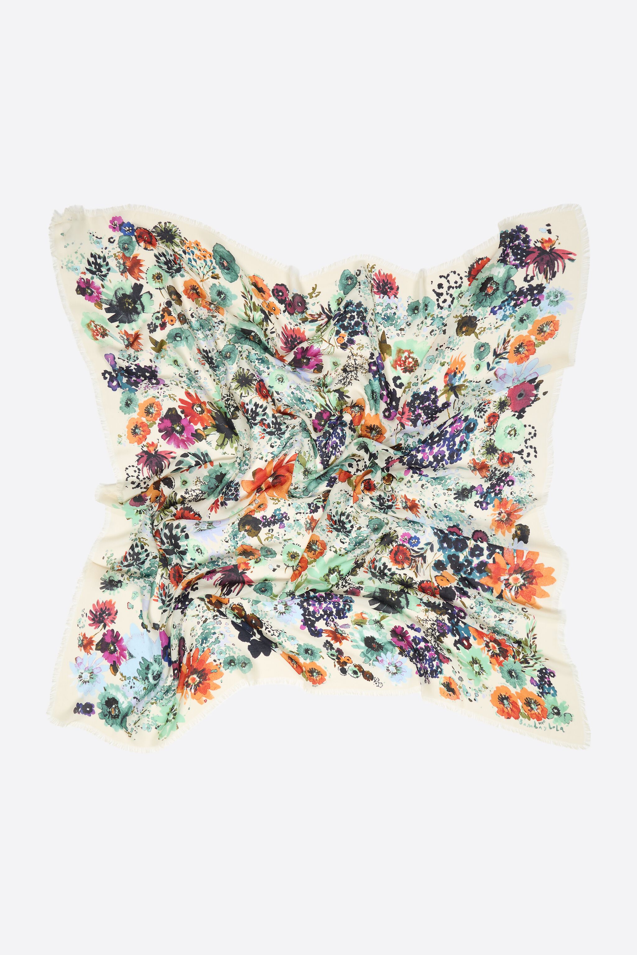 Ivory floral watercolor shawl