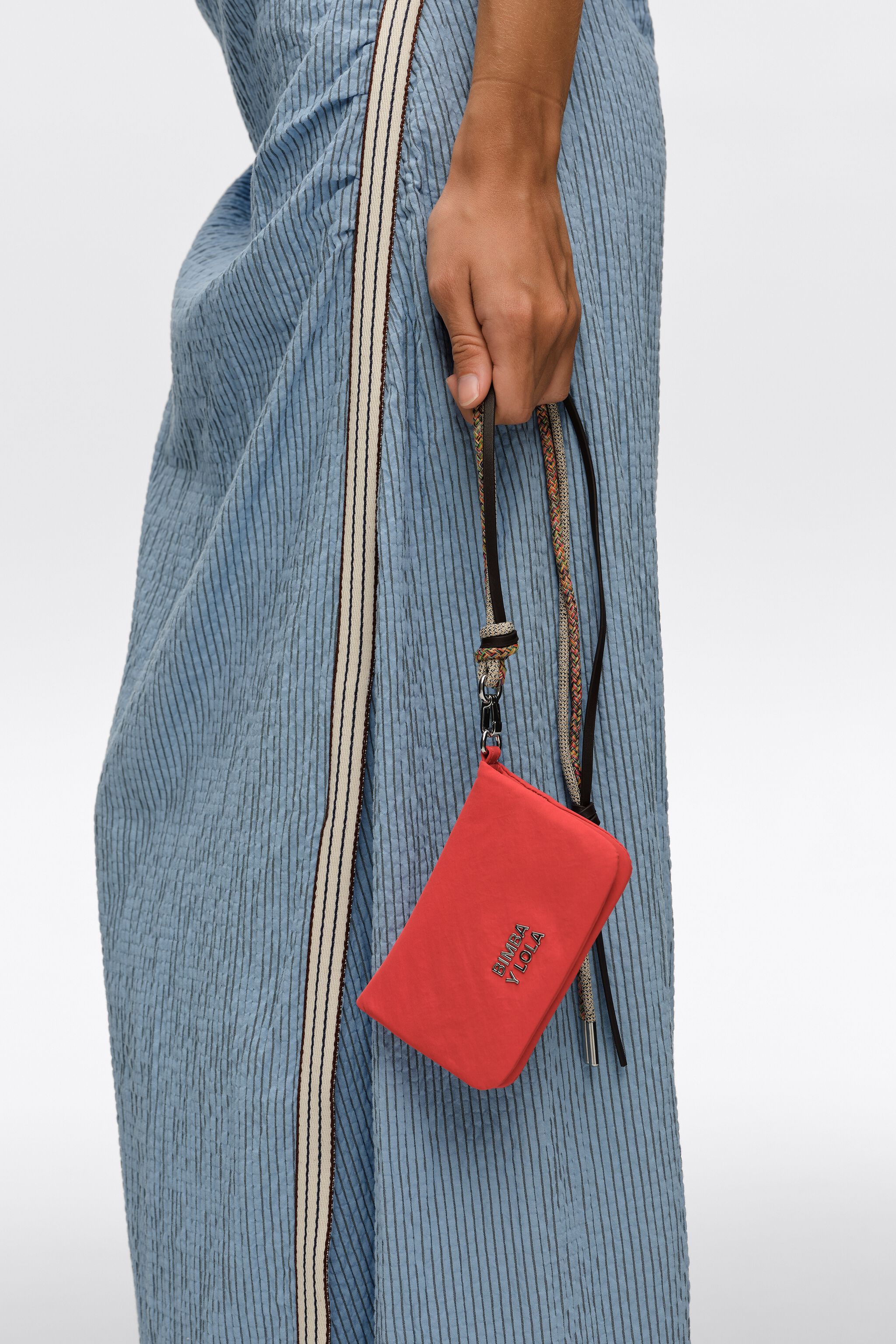 Small pomegranate nylon flap purse