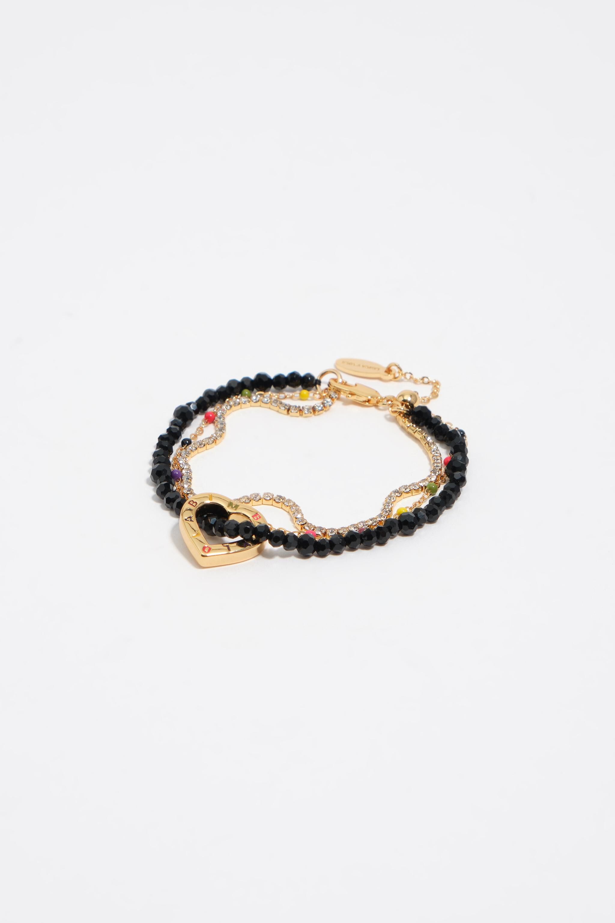Triple crystal bracelet with gold heart logo