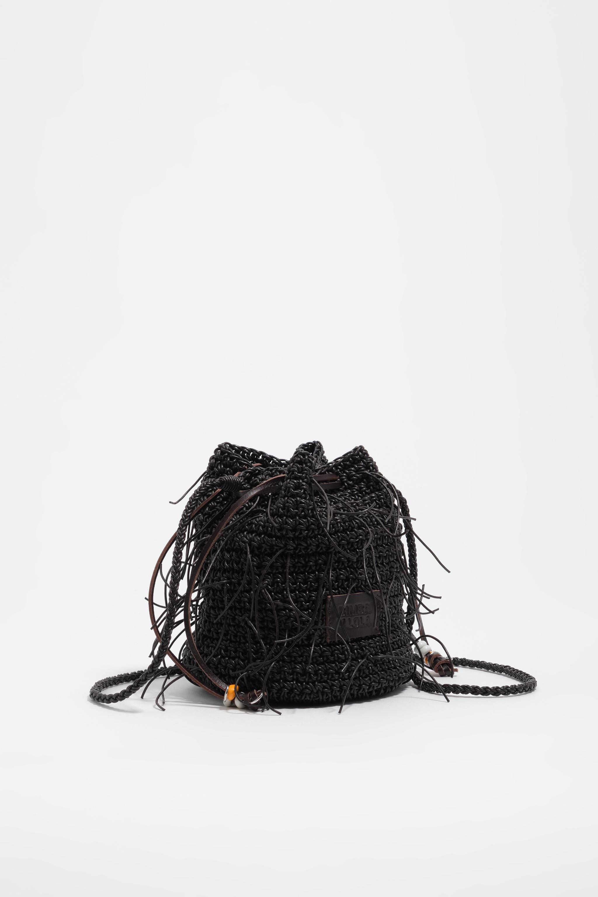 Chocolate plaited leather mini bag
