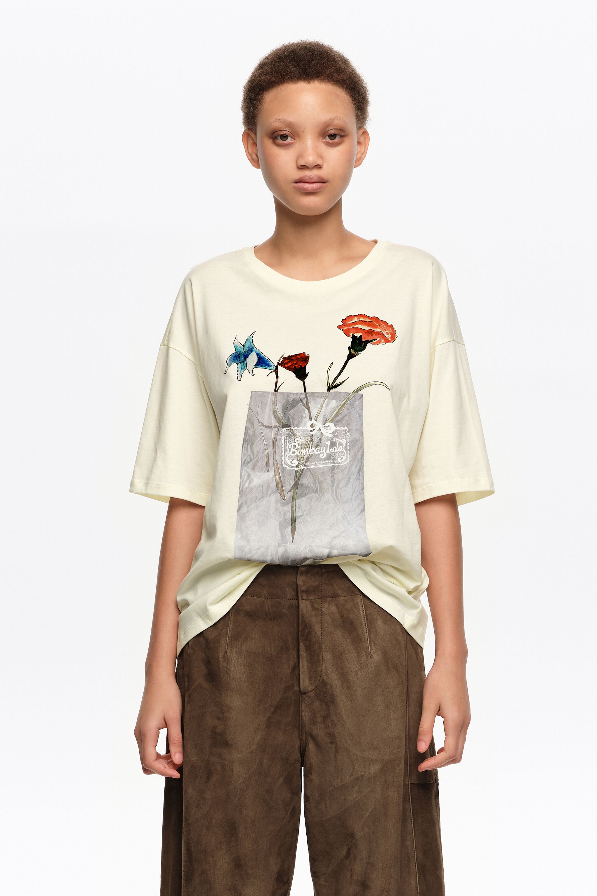 Ivory floral logo T-shirt