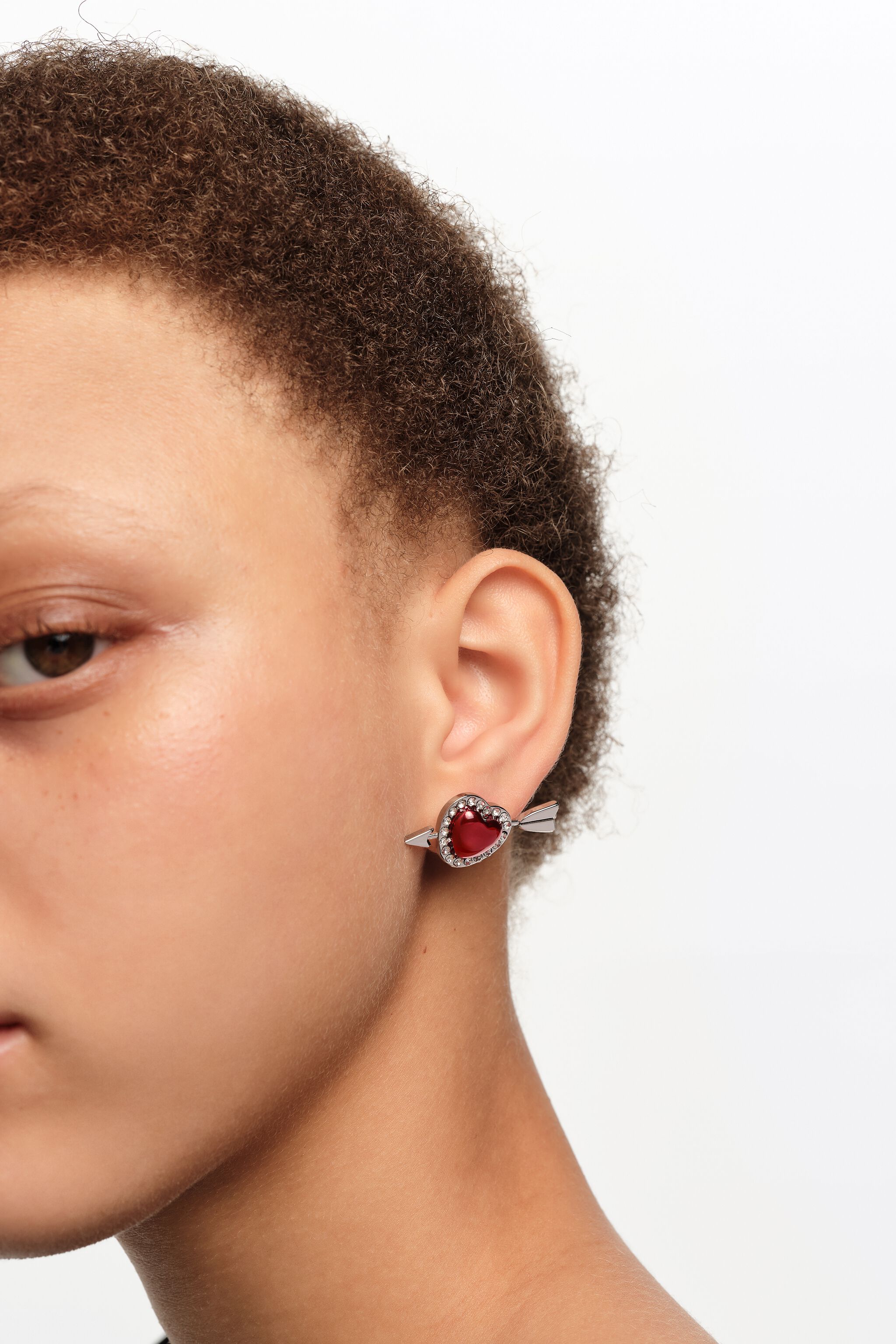 Red heart and arrow earrings