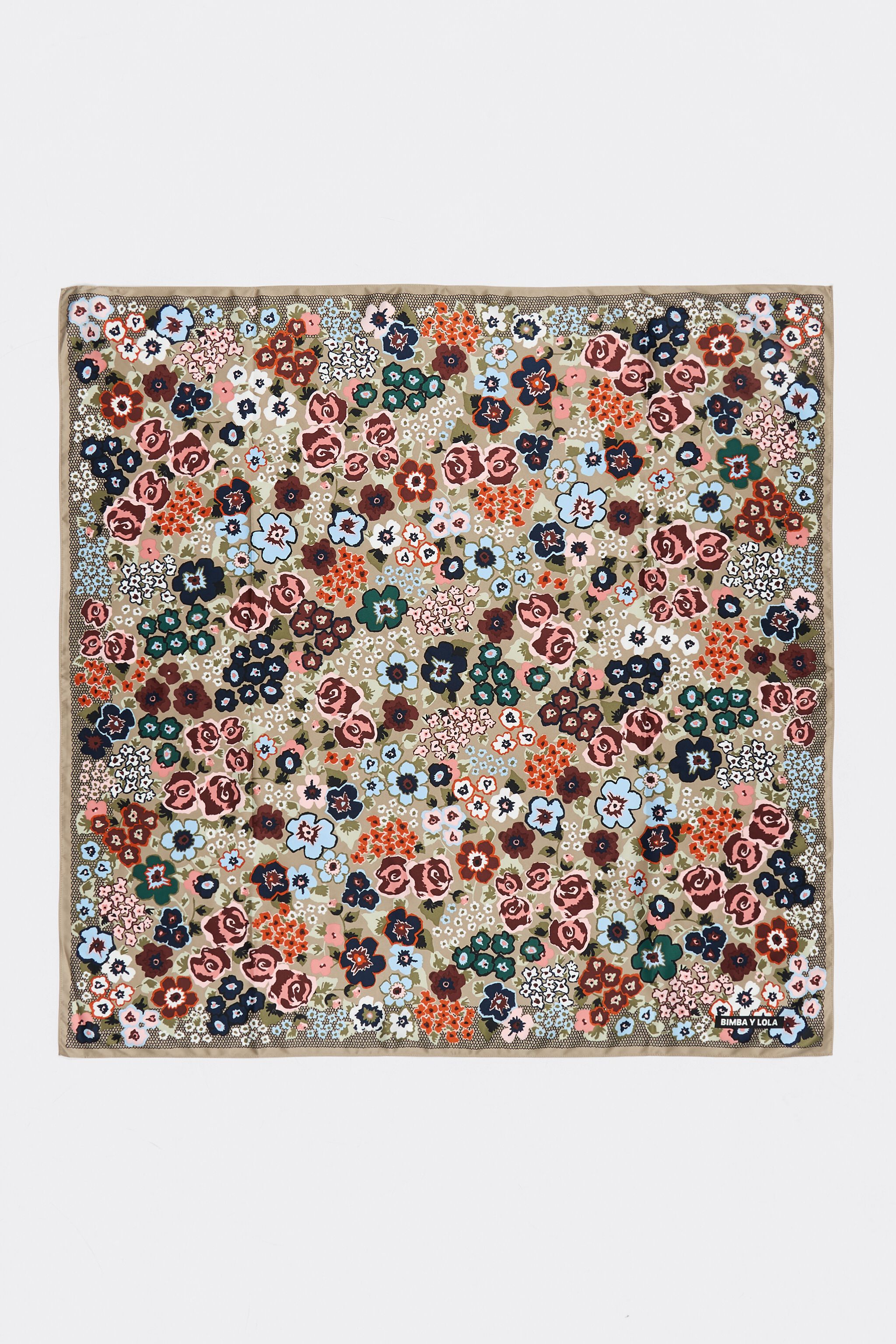 Taupe flower garden scarf