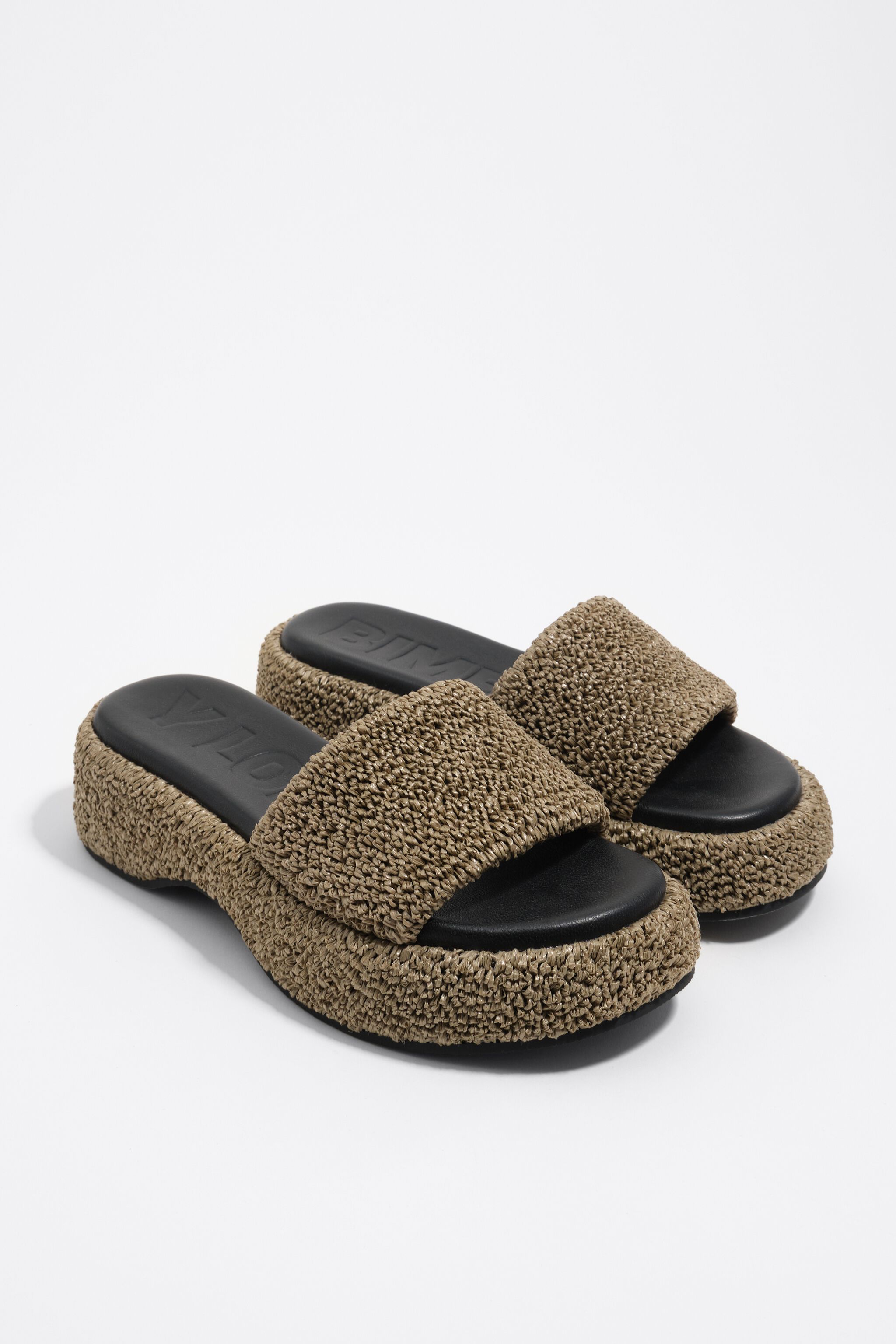 Green fabric platform sandal