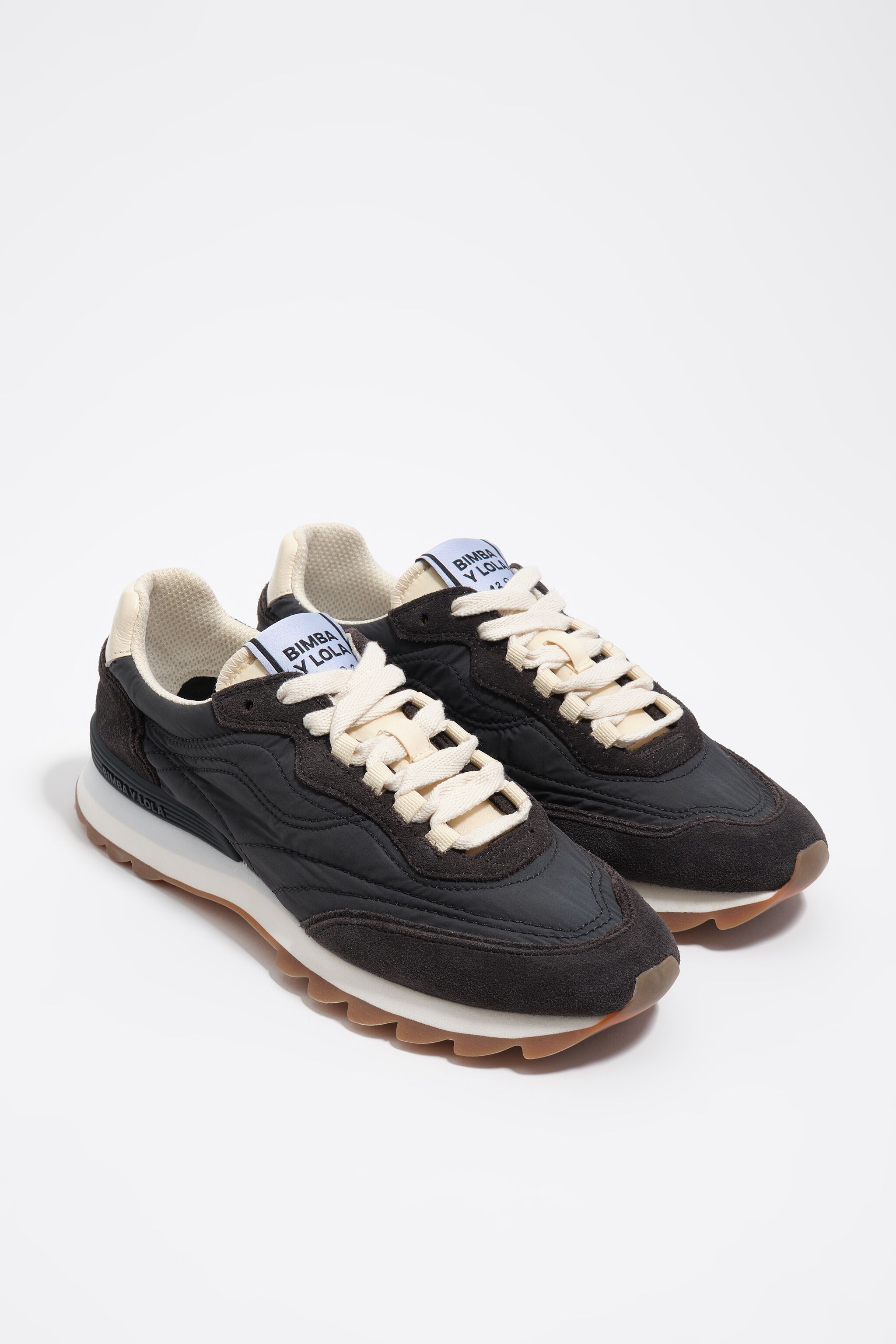 Dark gray suede and nylon 13 23 soft technical sneaker
