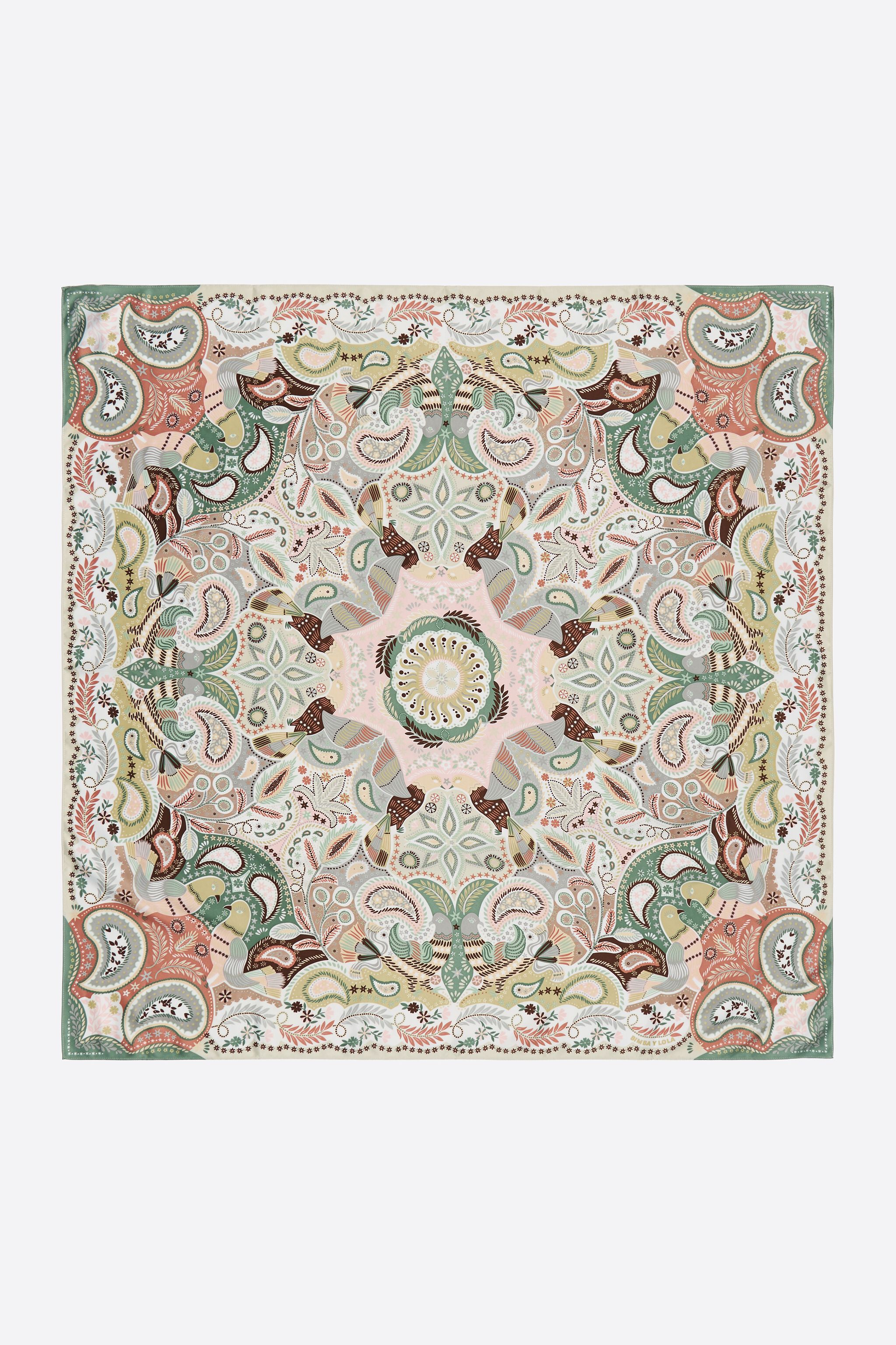 Grey kaleidoscope paisley scarf