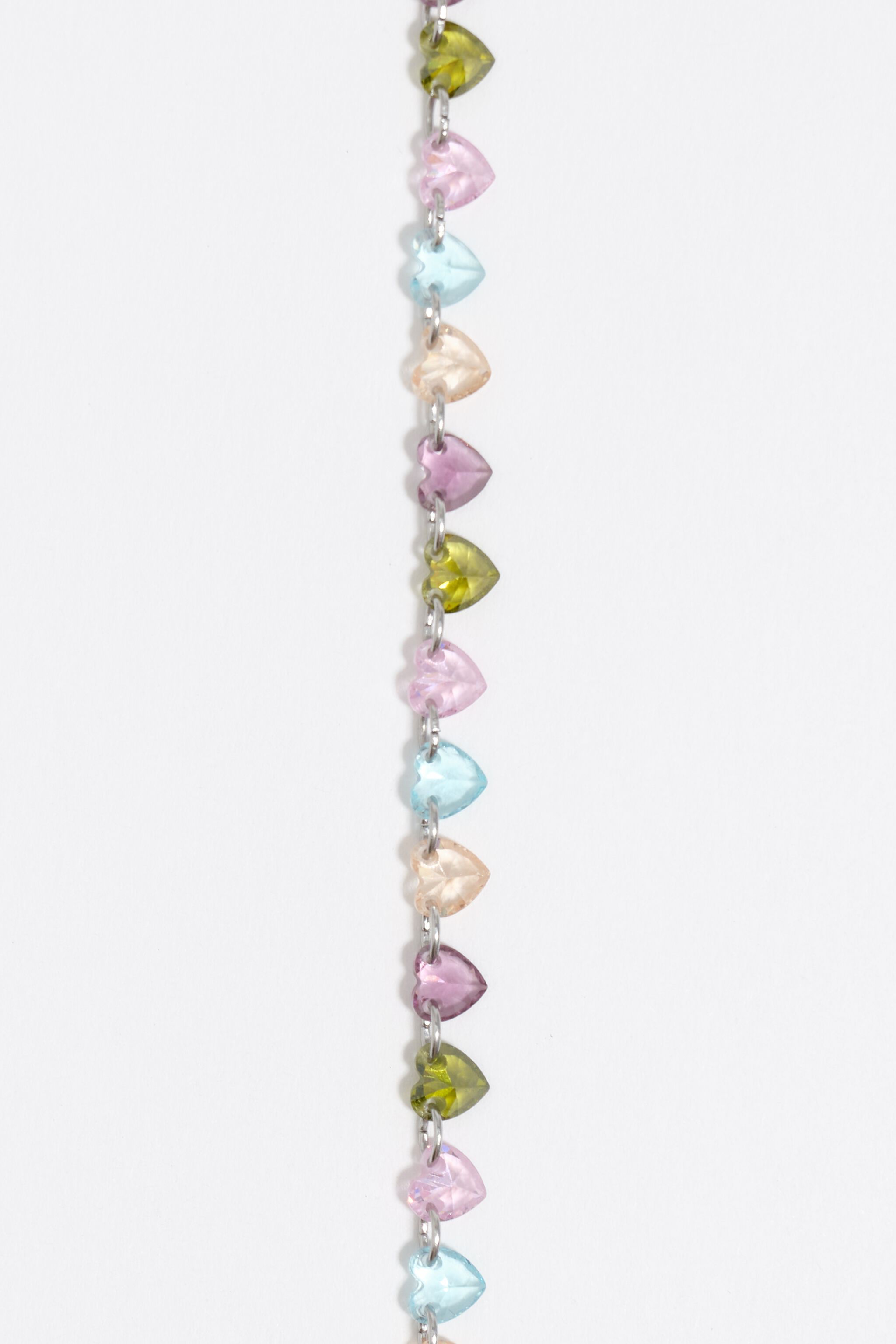 Silver-tone hearts multicolor crystals bracelet