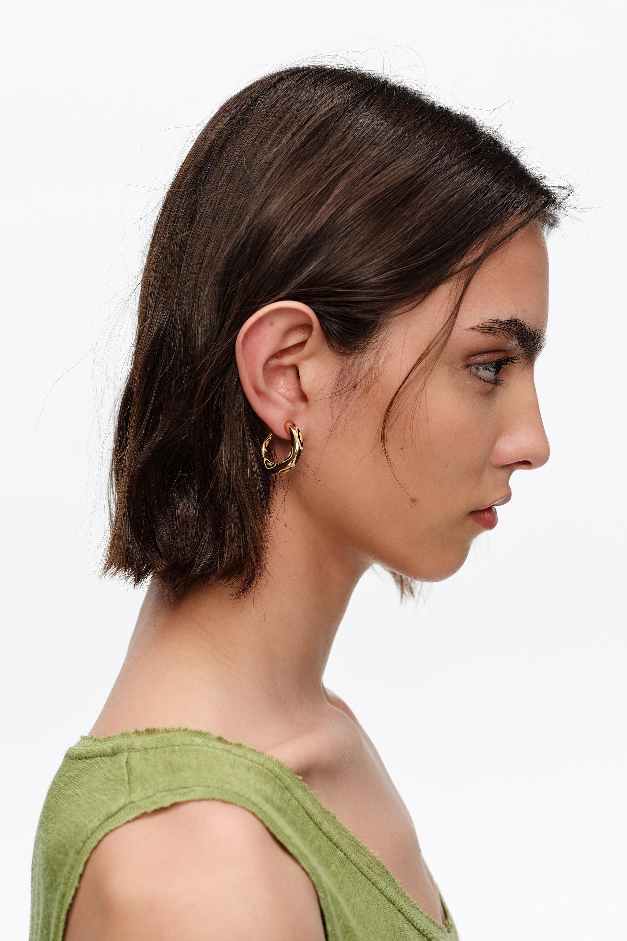 Gold enamel hoop earrings