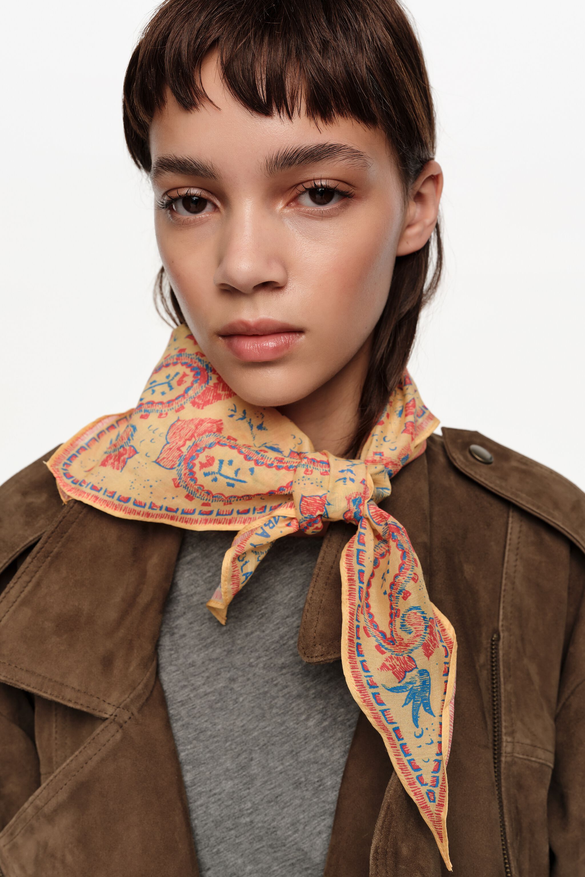 Light orange diamond paisley scarf
