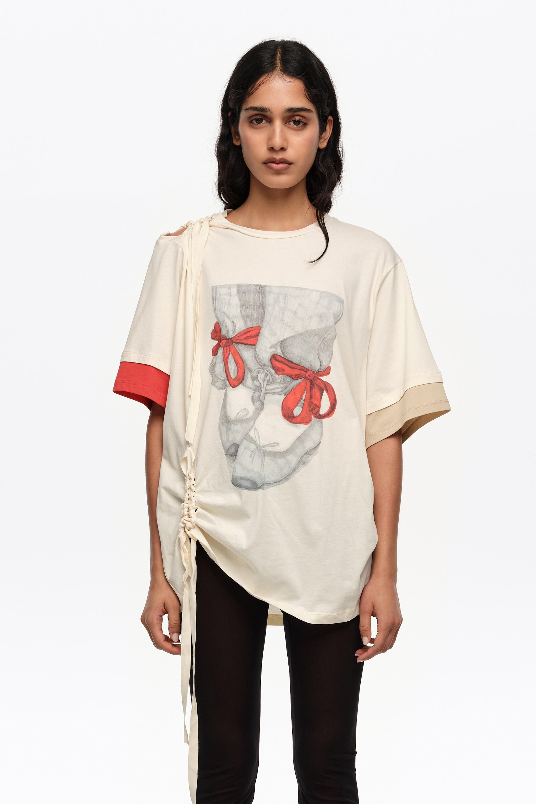 Vanilla ballerinas logo ruched T-shirt