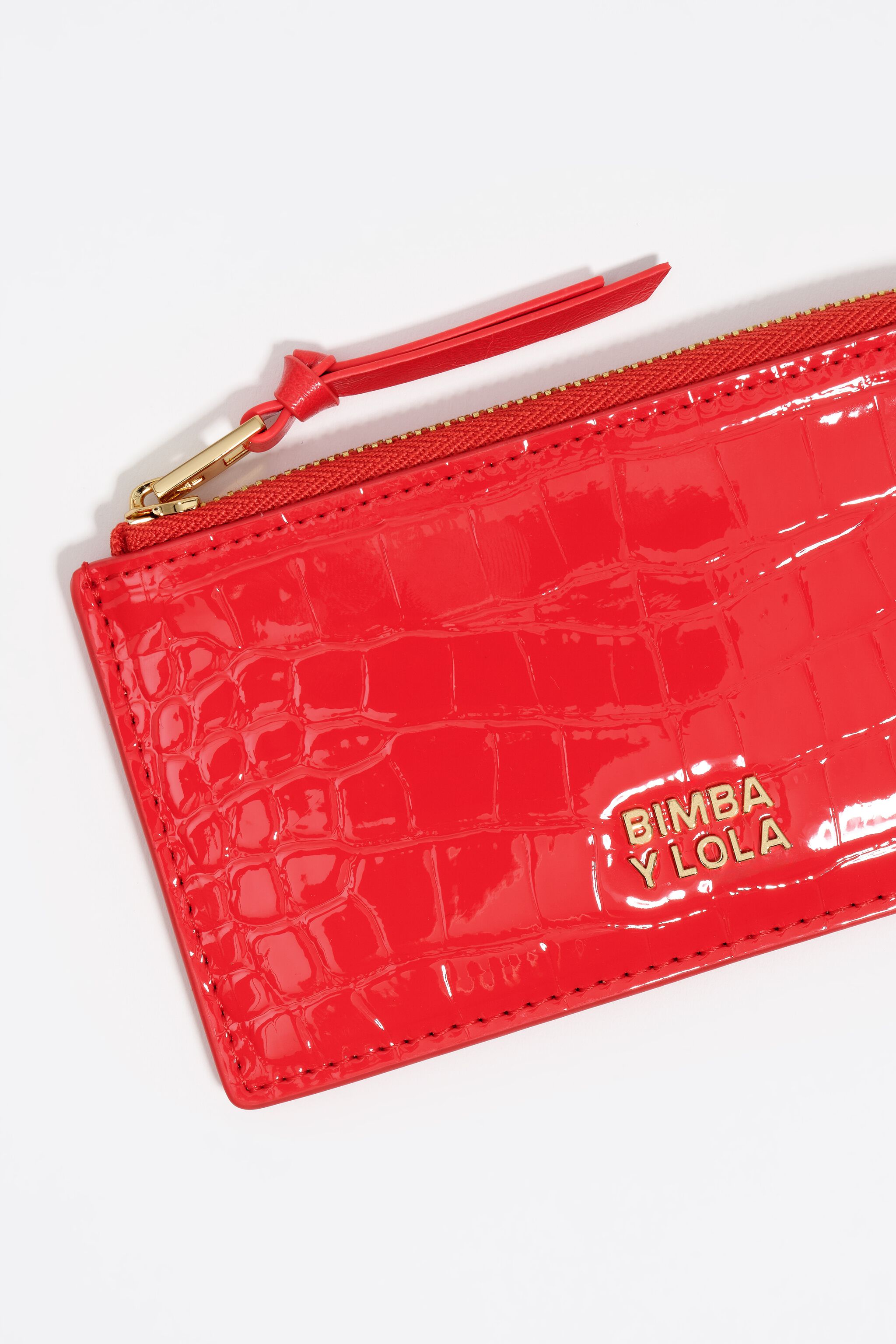 Coral mock croc card holder/coin purse