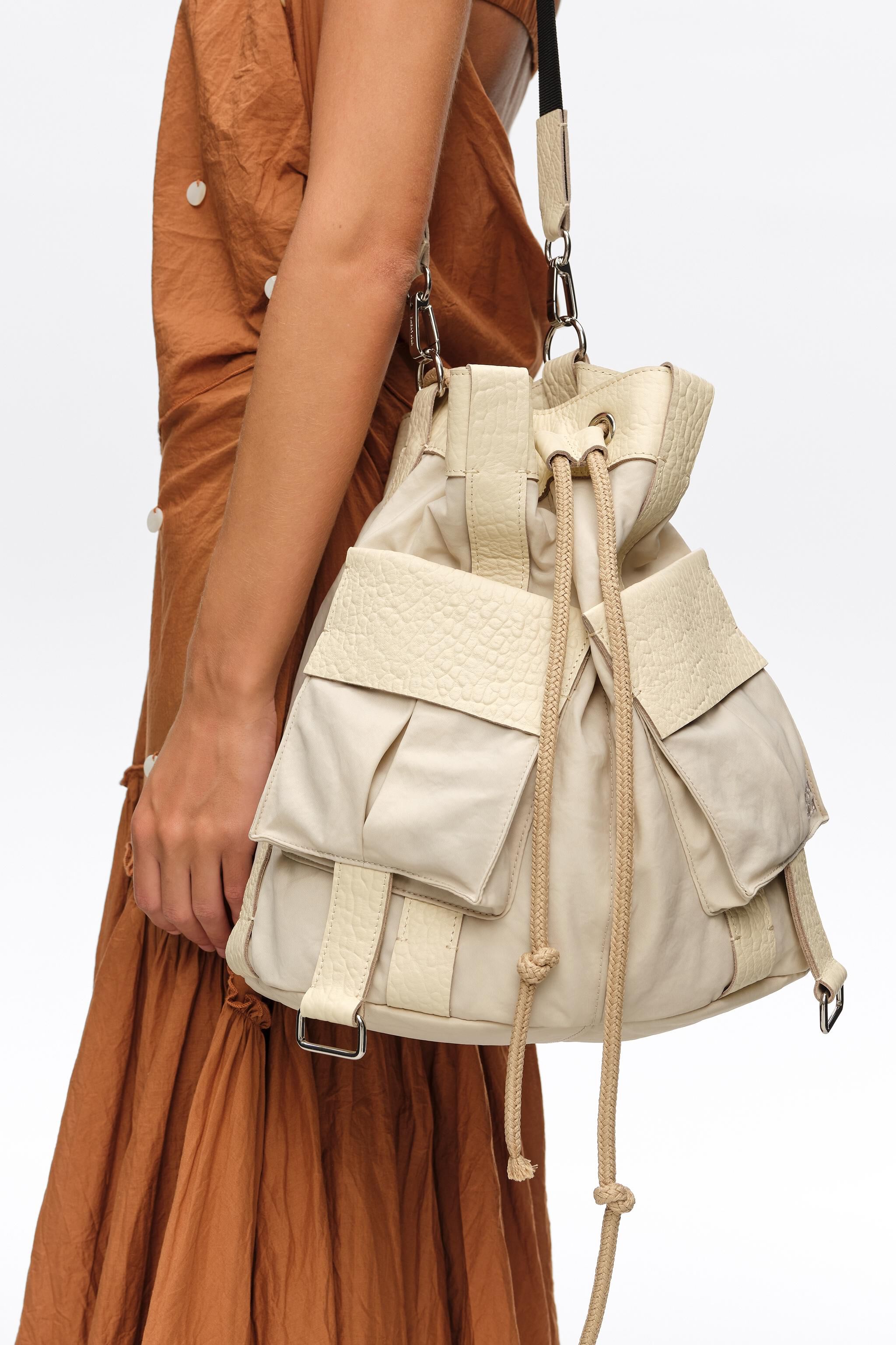 Large stone white bucket bag