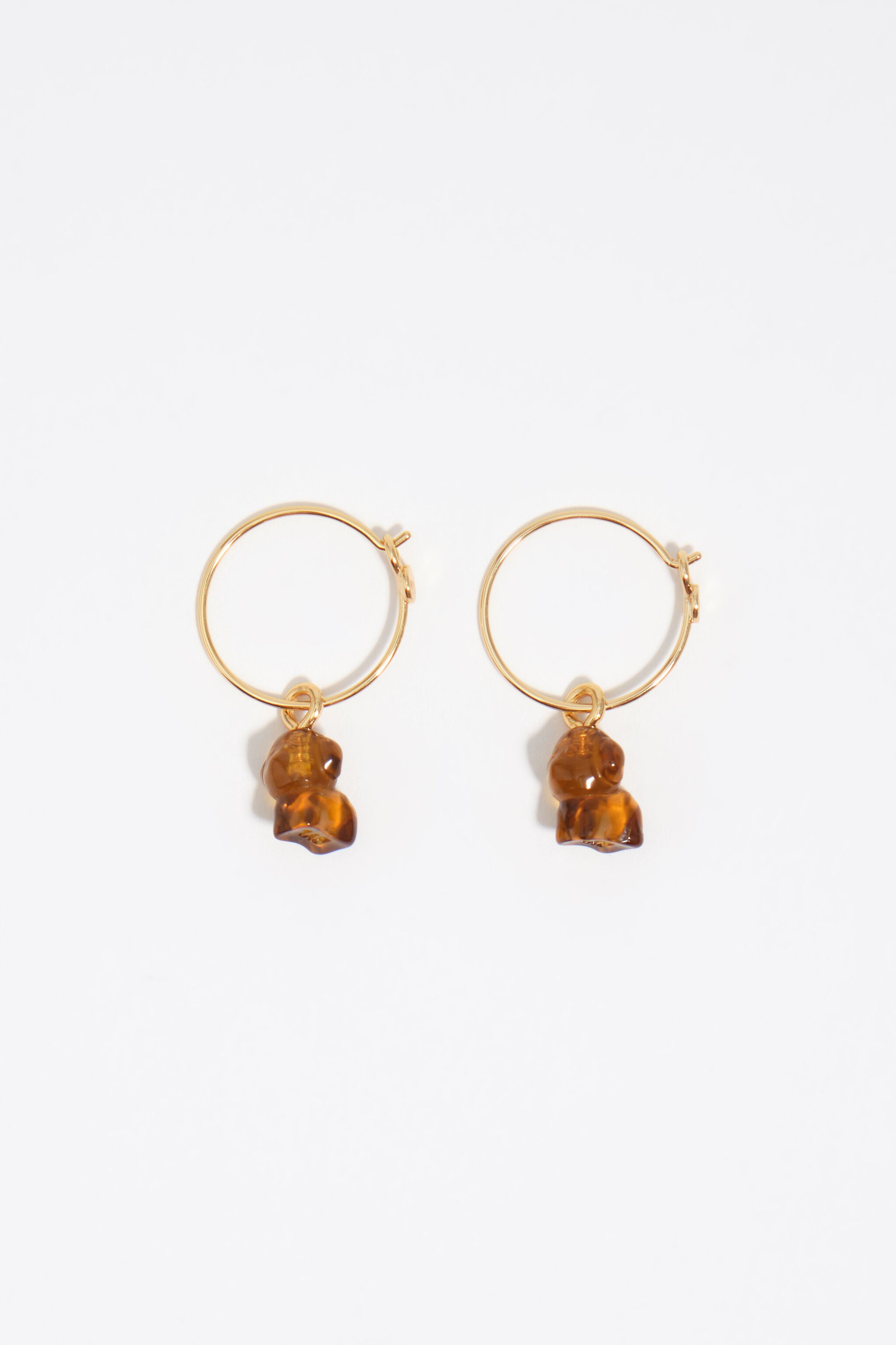 Brown resin dog hoop earrings