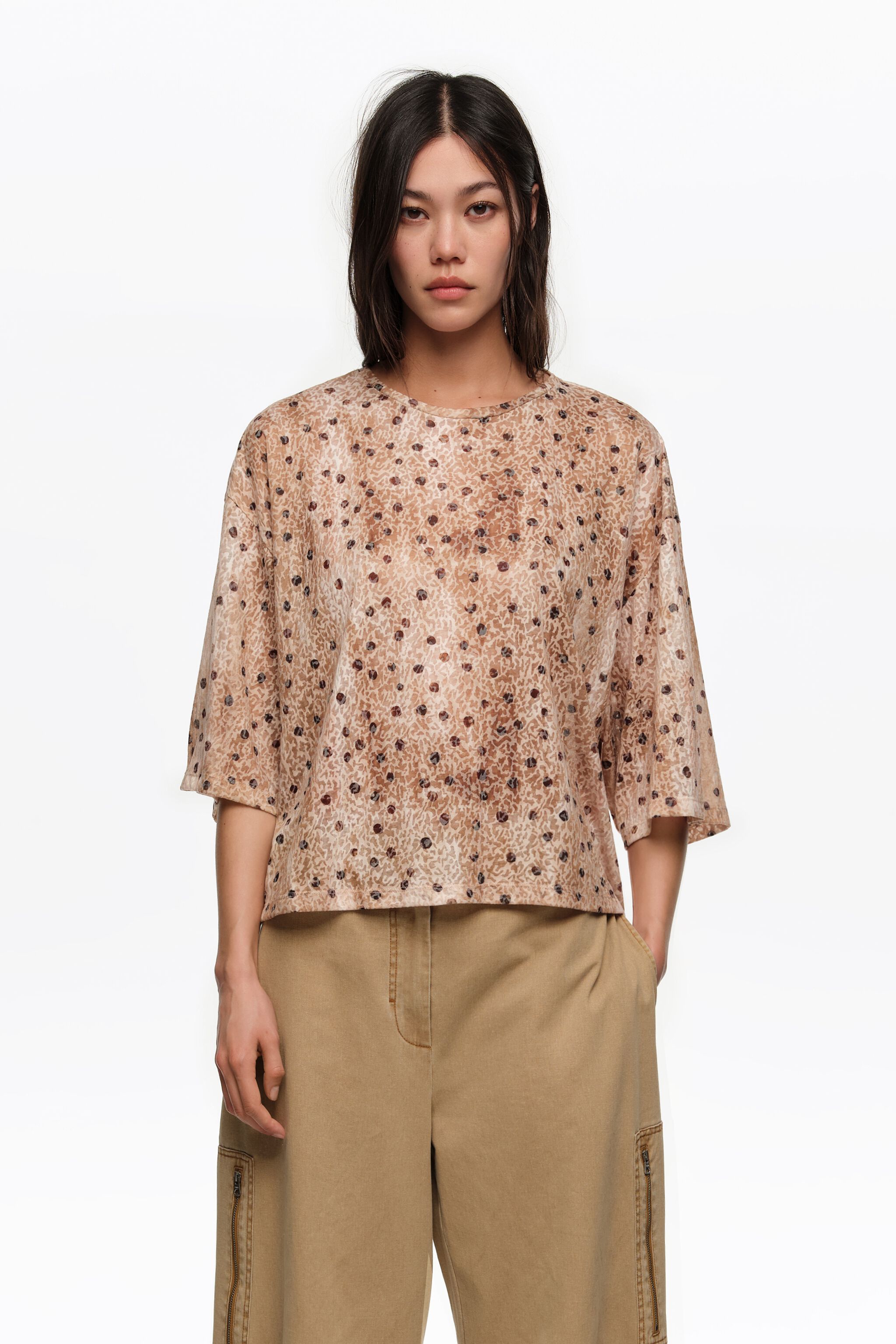 Watercolor Dots boxy devoré T-shirt
