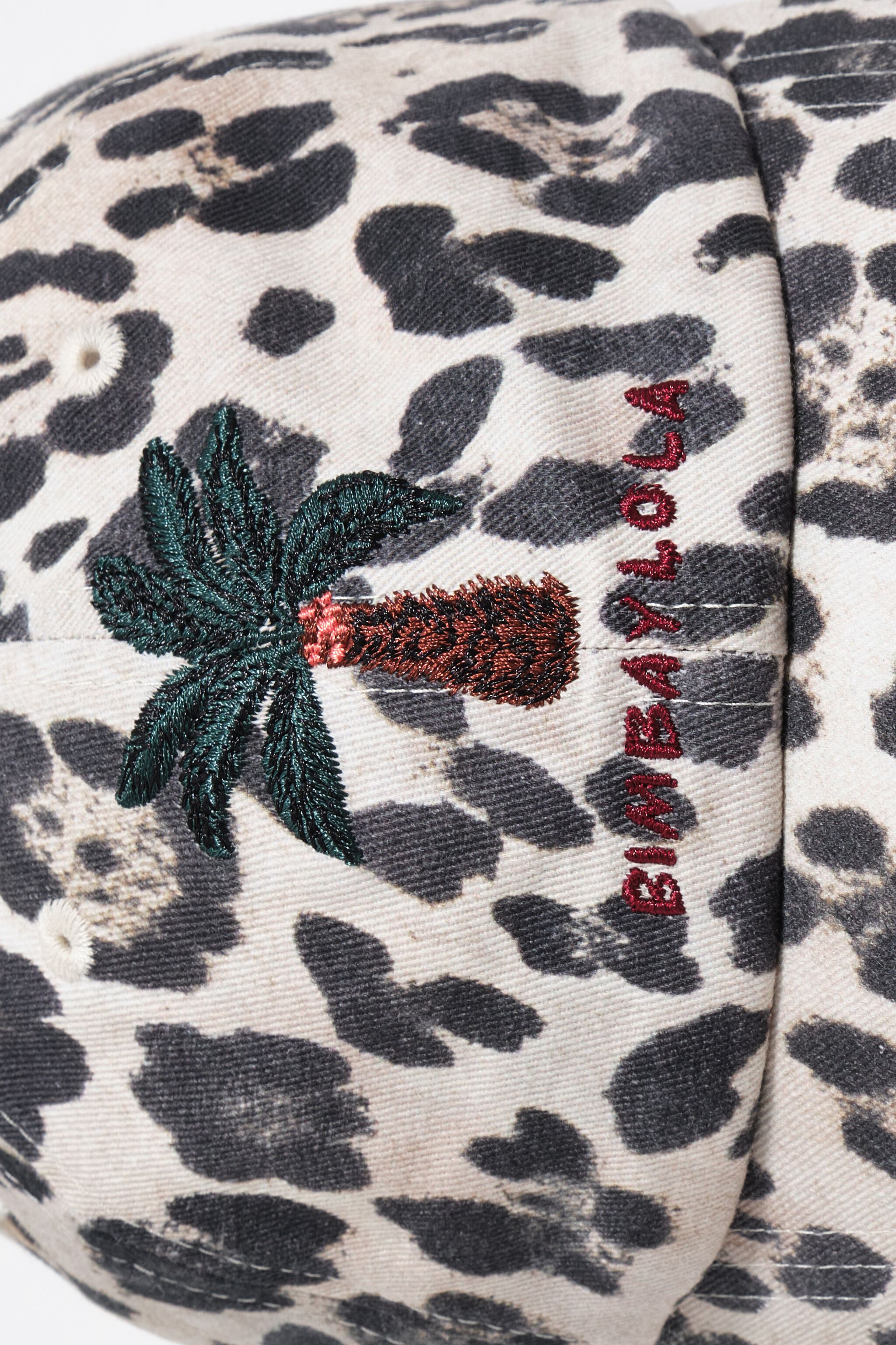 Washed cotton leopard palm tree cotton cap