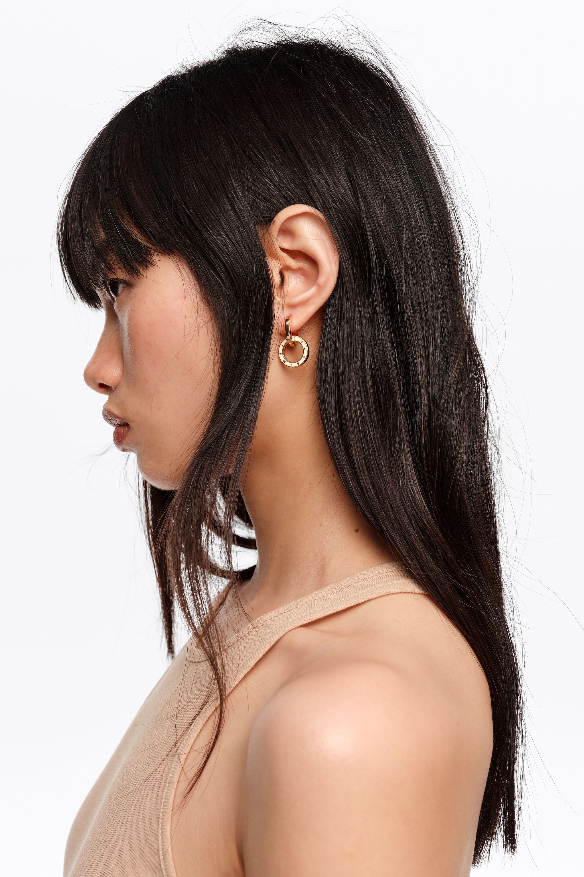 Ivory double hoop logo earrings