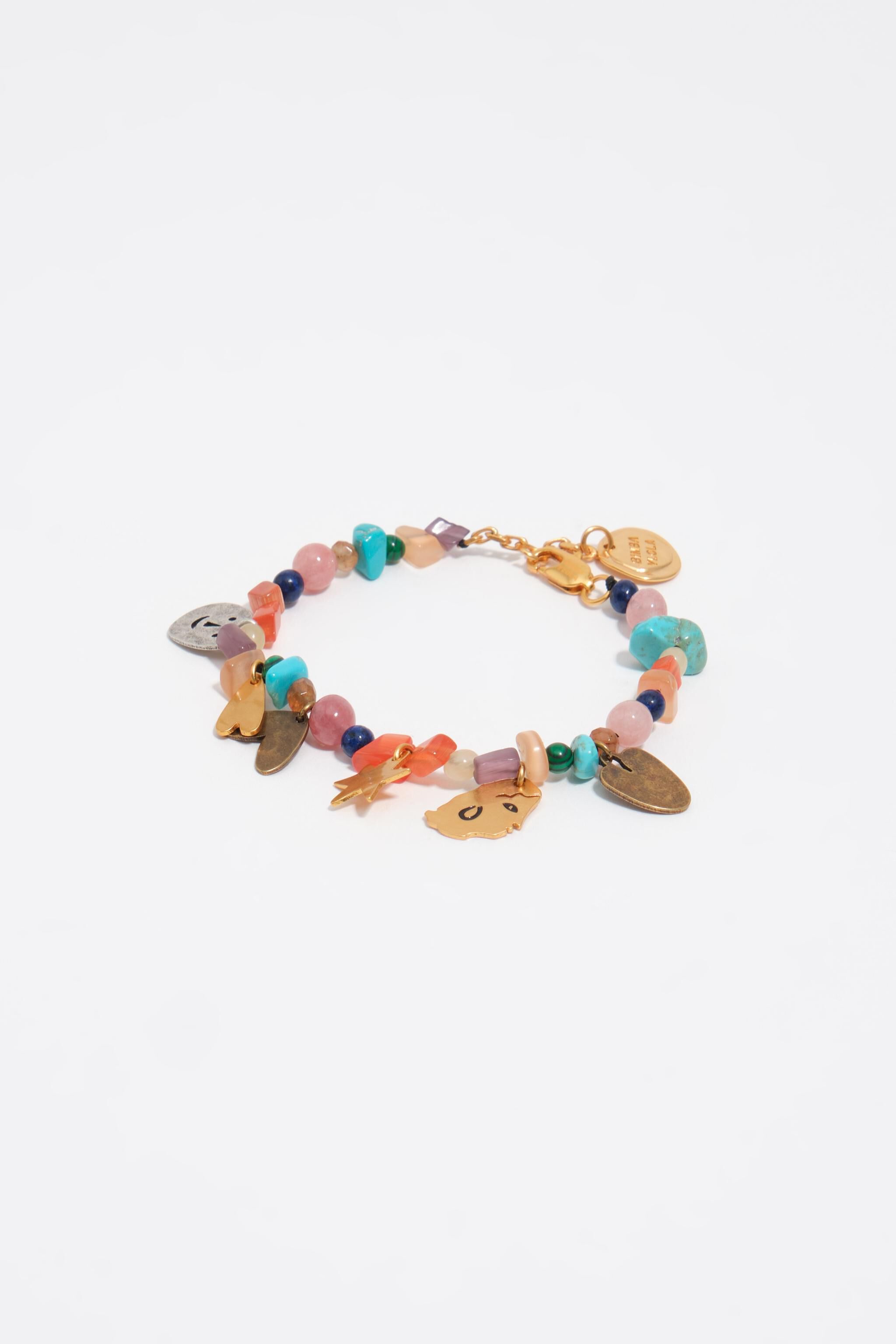 Bracelet with metal silhouettes and multicolor stones