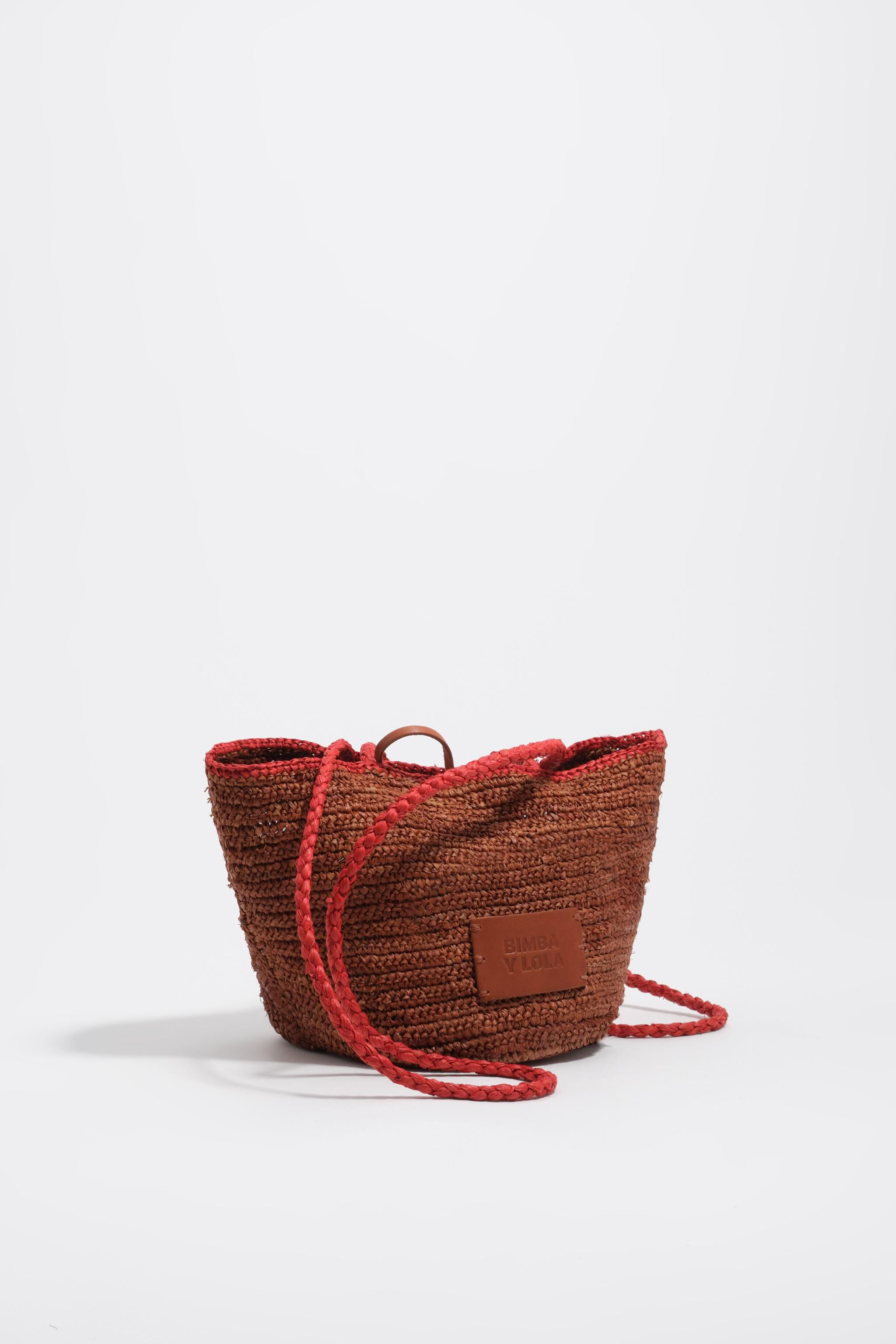 Small oak raffia basket bag