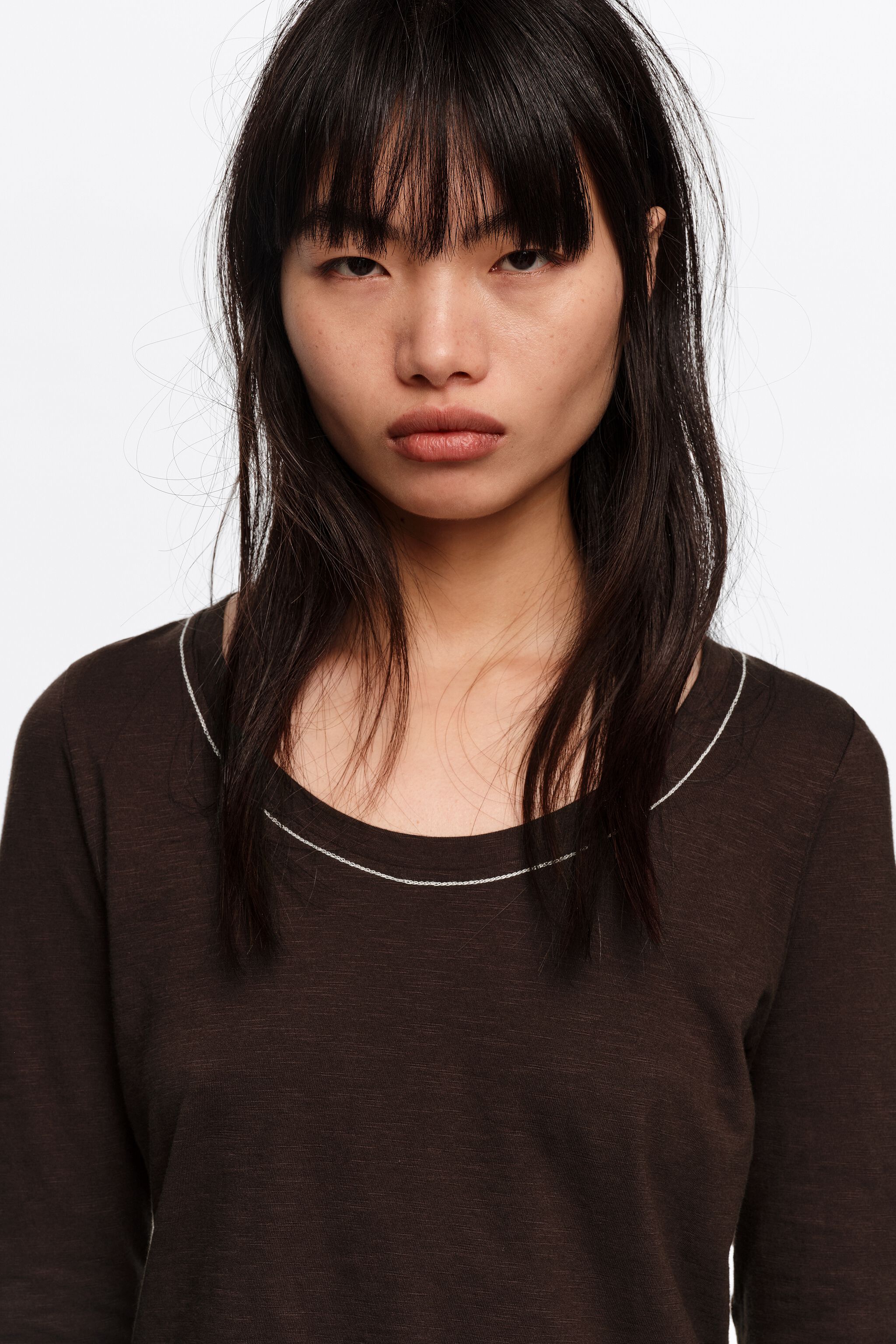 Dark brown 3/4 sleeve T-shirt