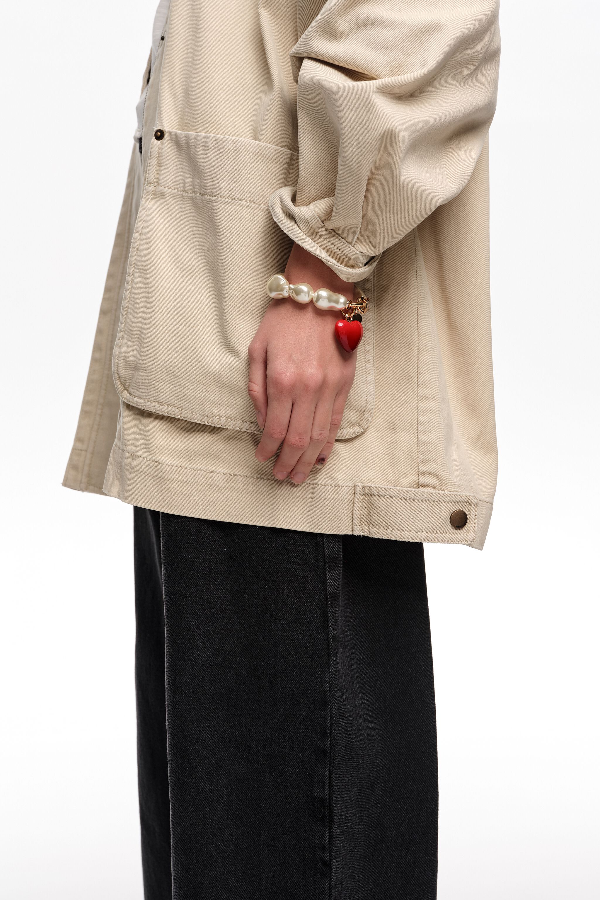 Pearls and red heart bracelet
