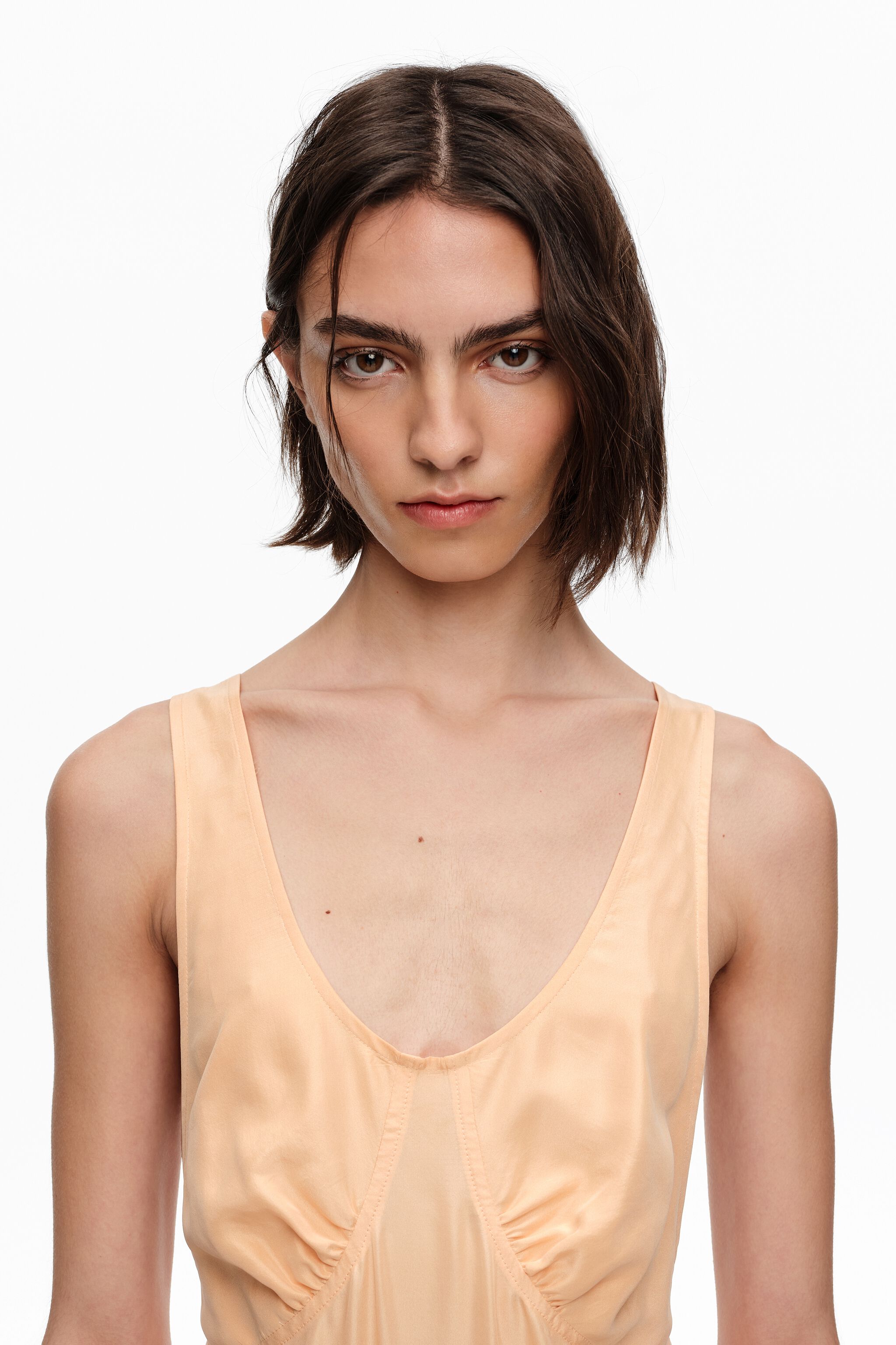 Orange silk cross-back dress