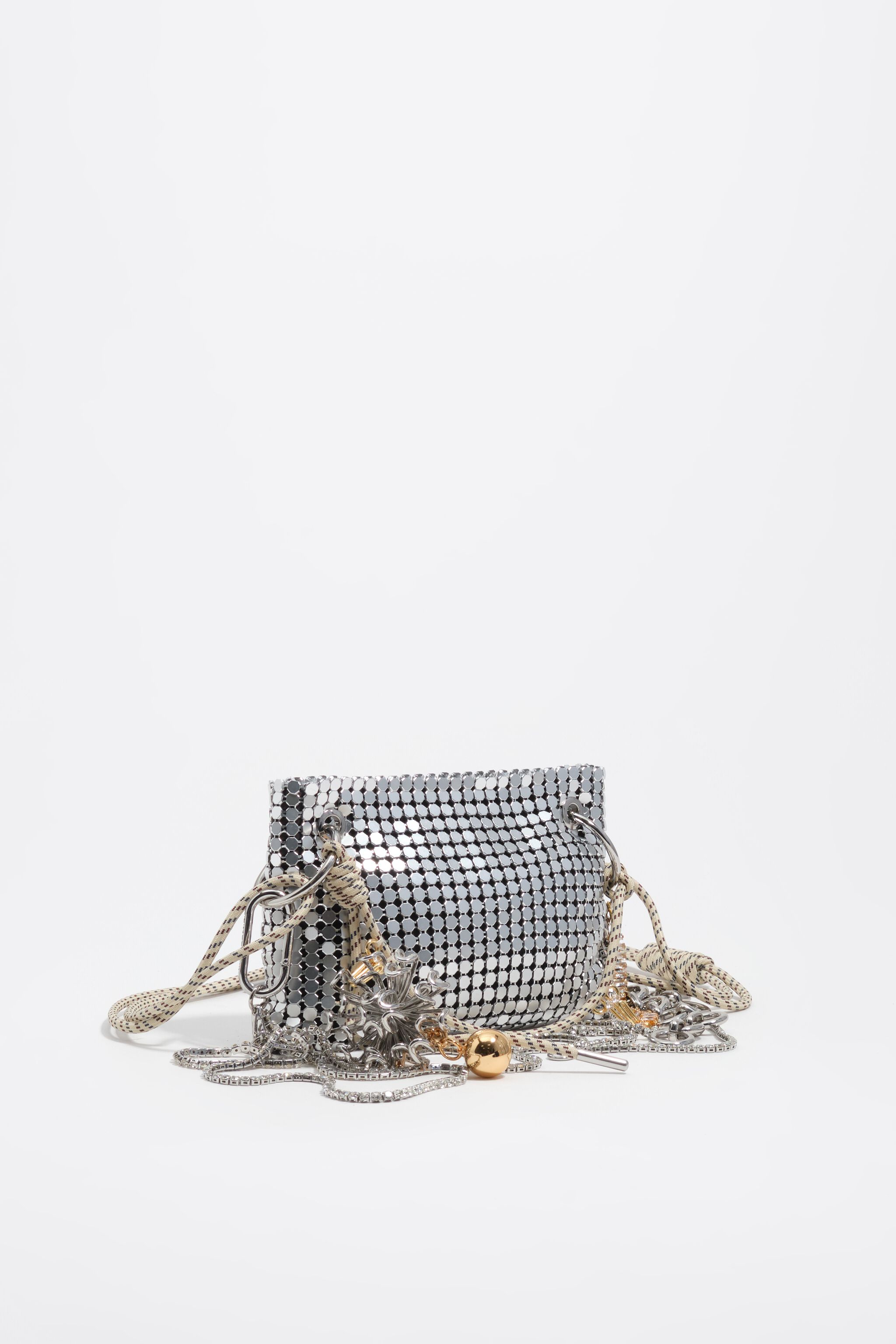Silver metallic mesh mini bag