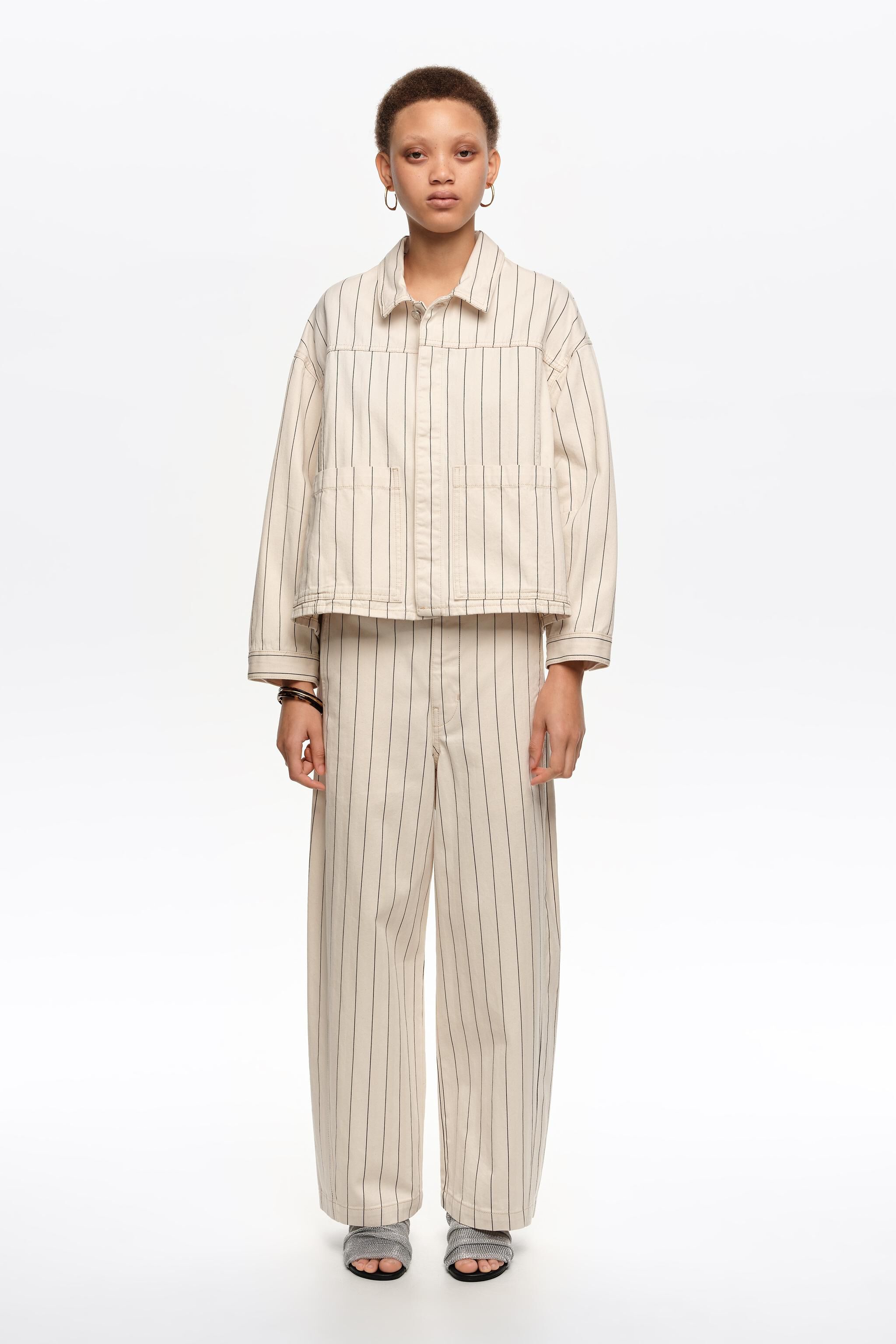BARREL - Off-white striped jeans