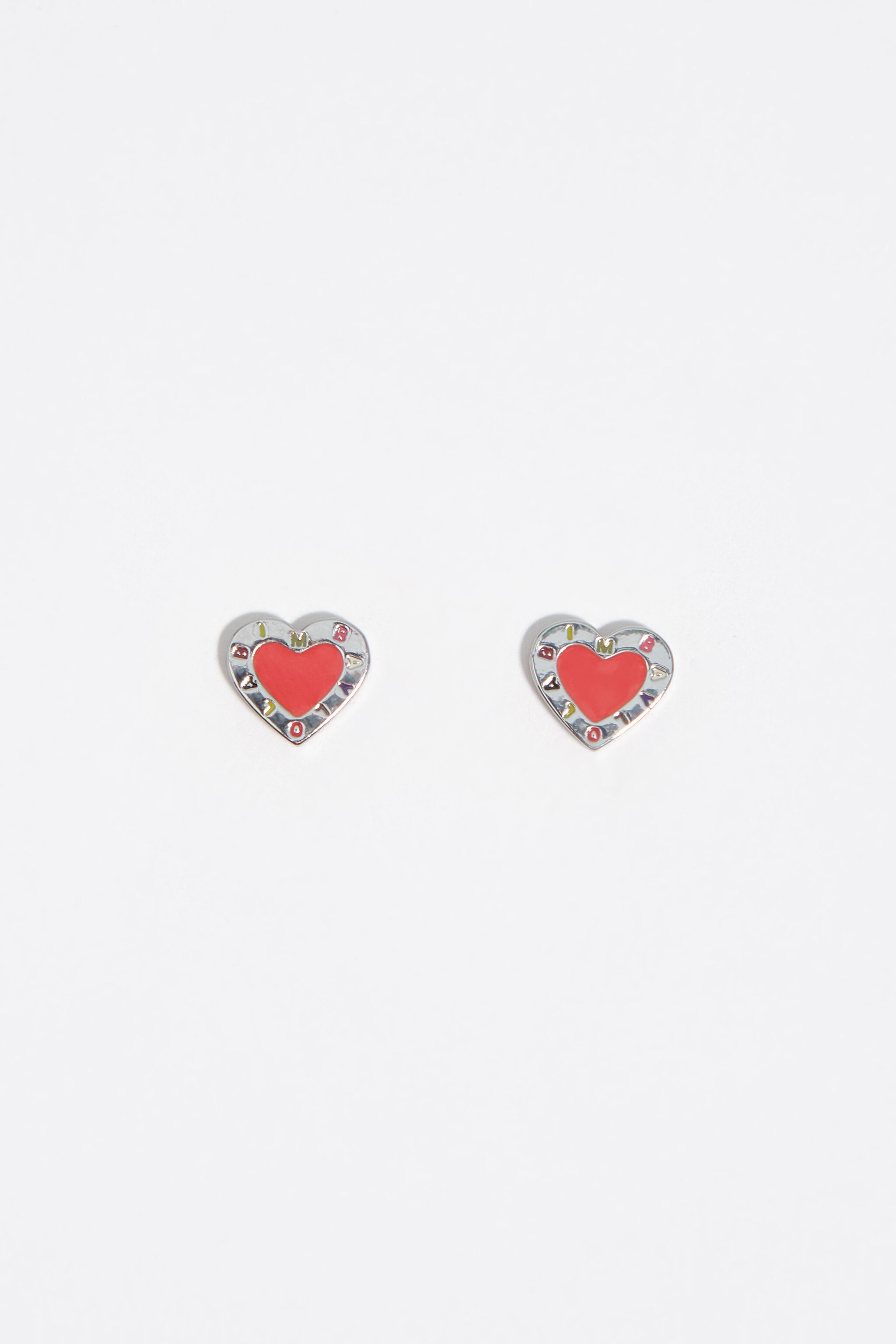 Coral heart logo earrings
