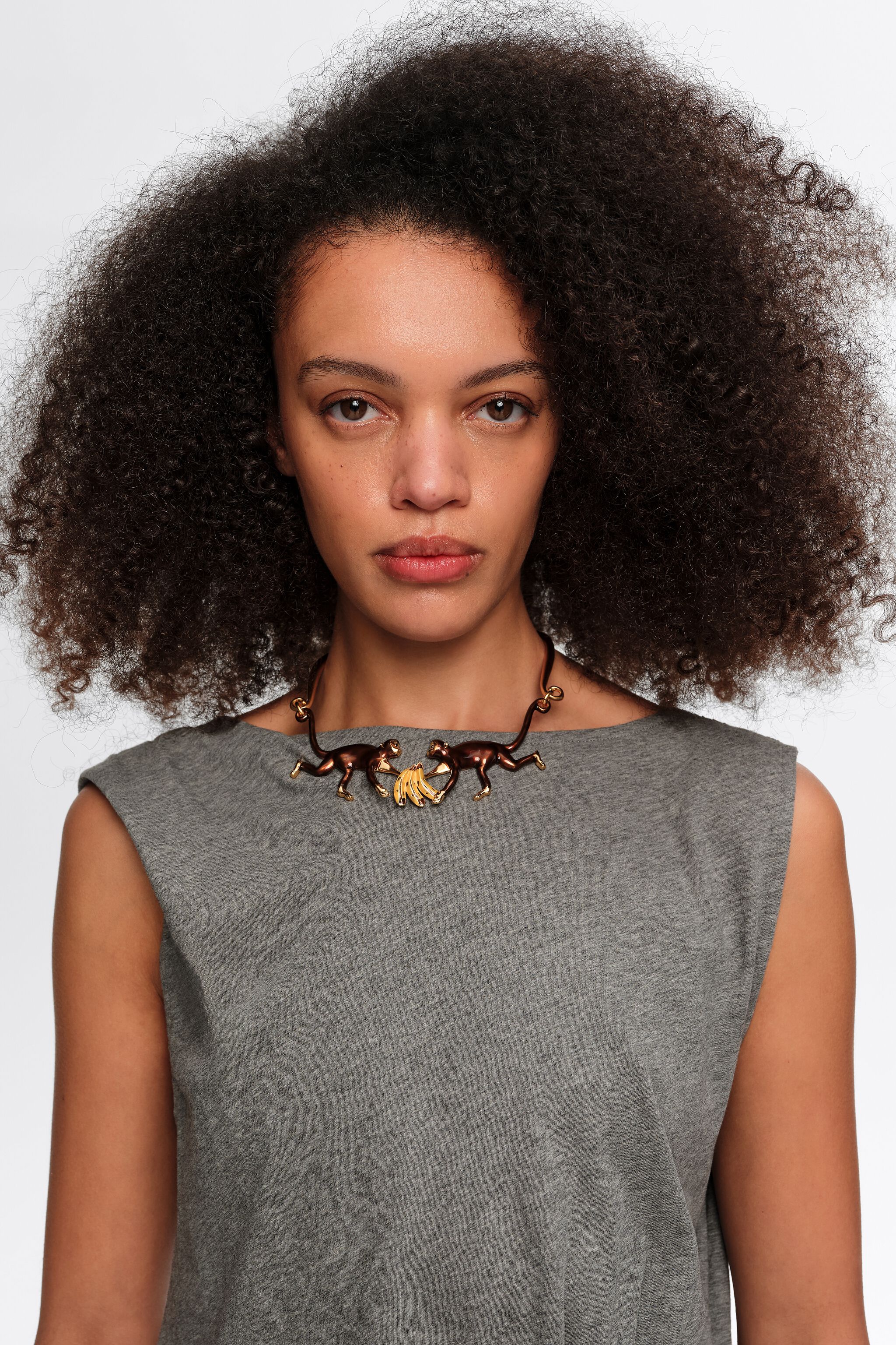 Gold monkeys and bananas necklace