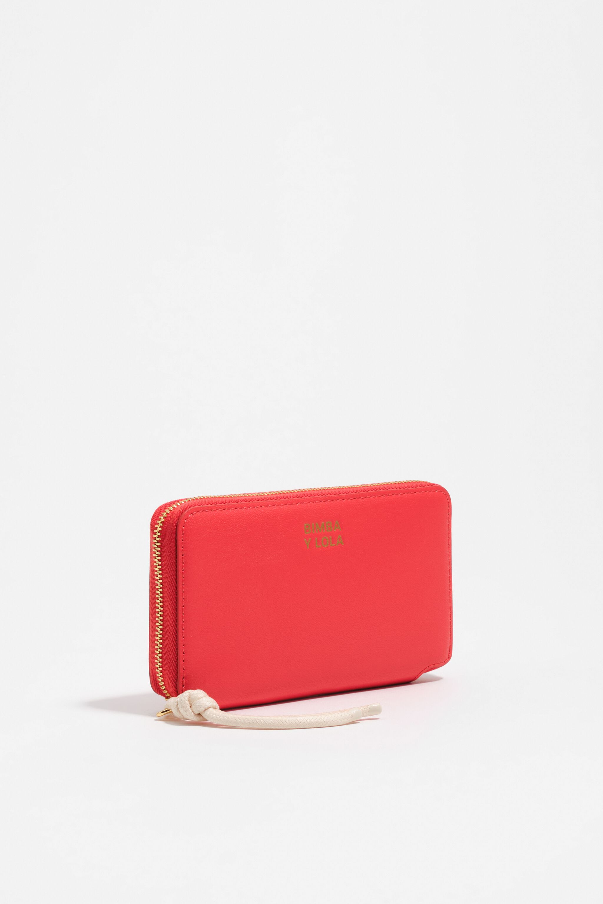 Medium bright red leather horizontal wallet