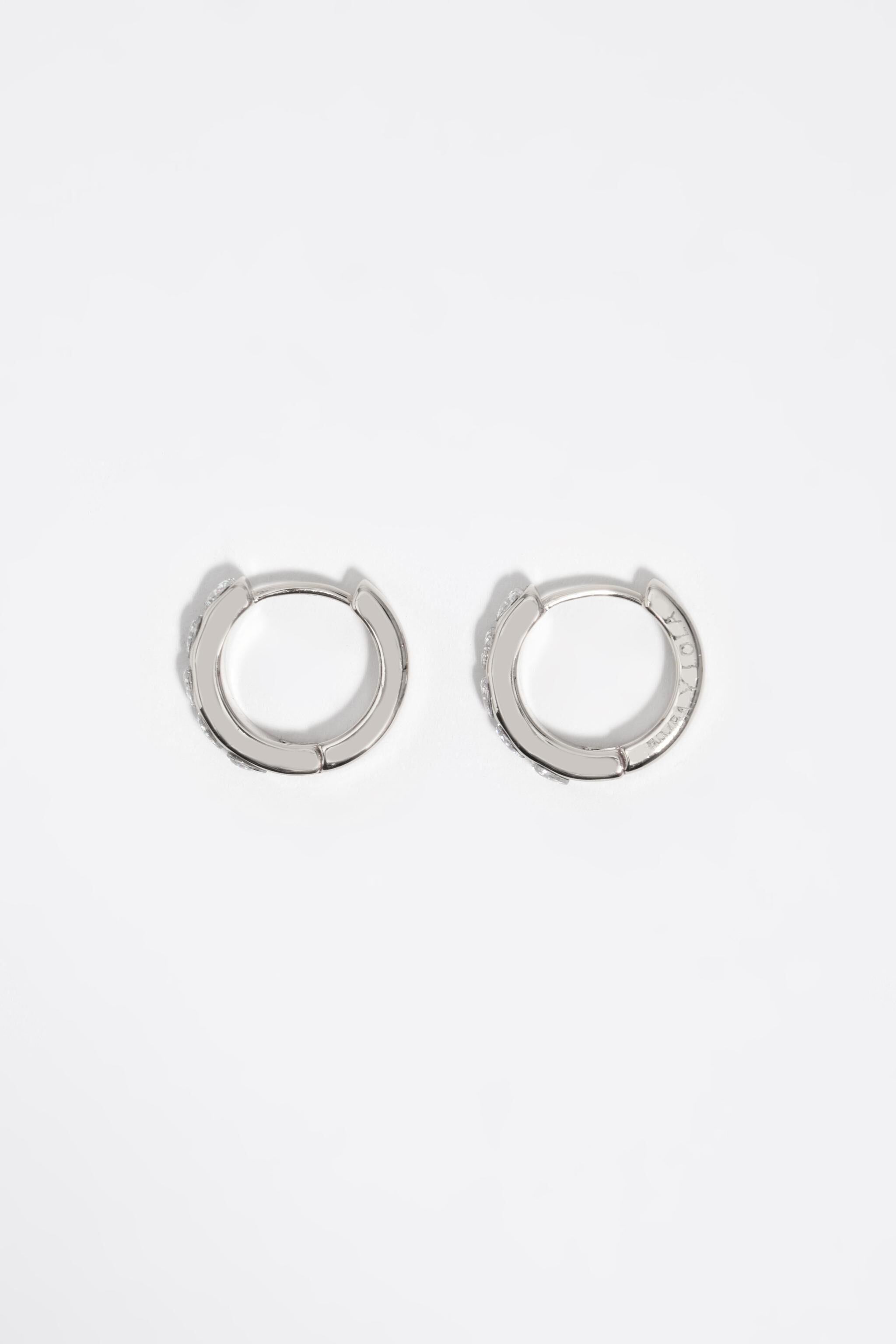 Silver heart hoop earrings with crystals