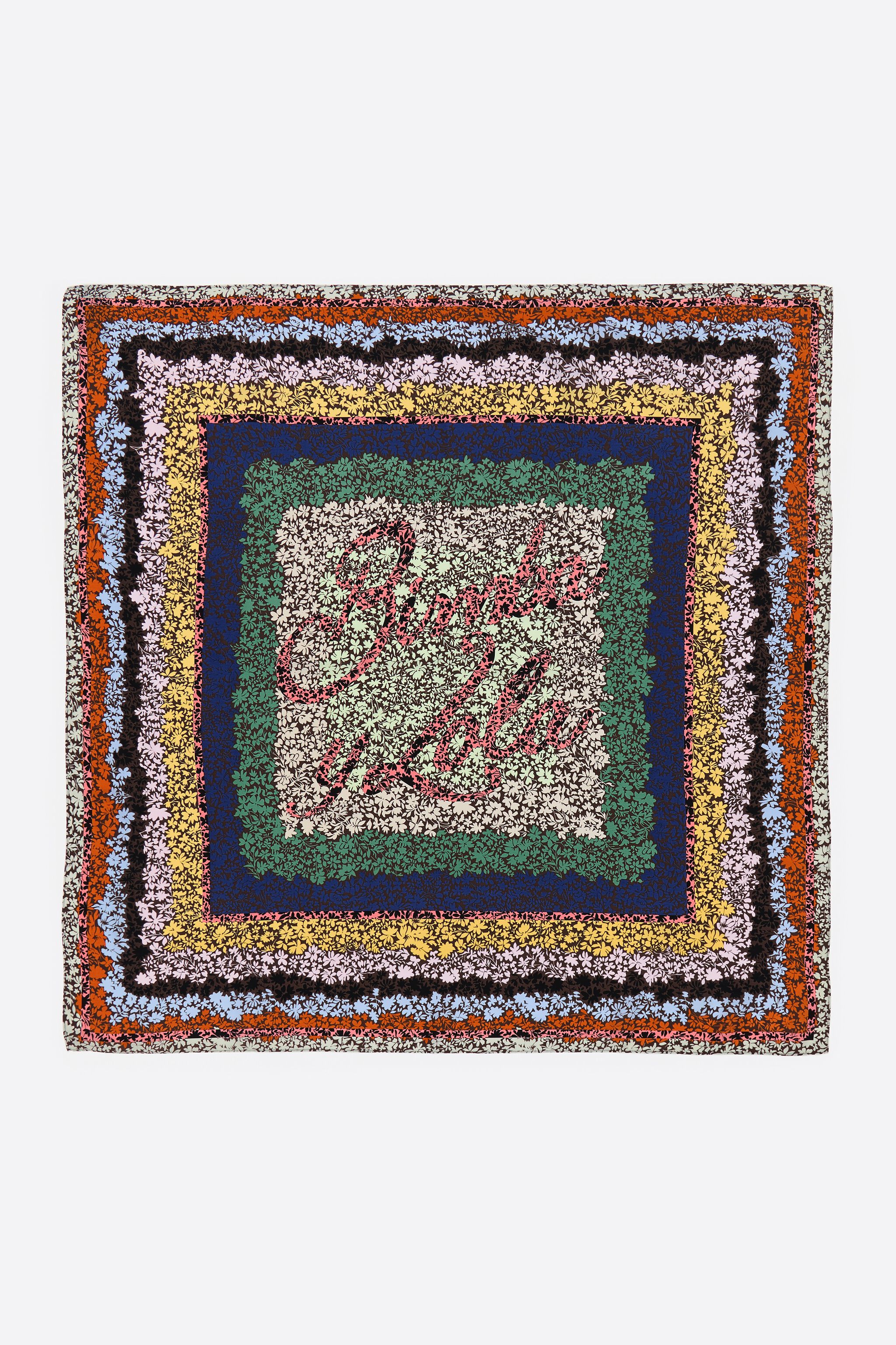 Brown flowers and logo scarf