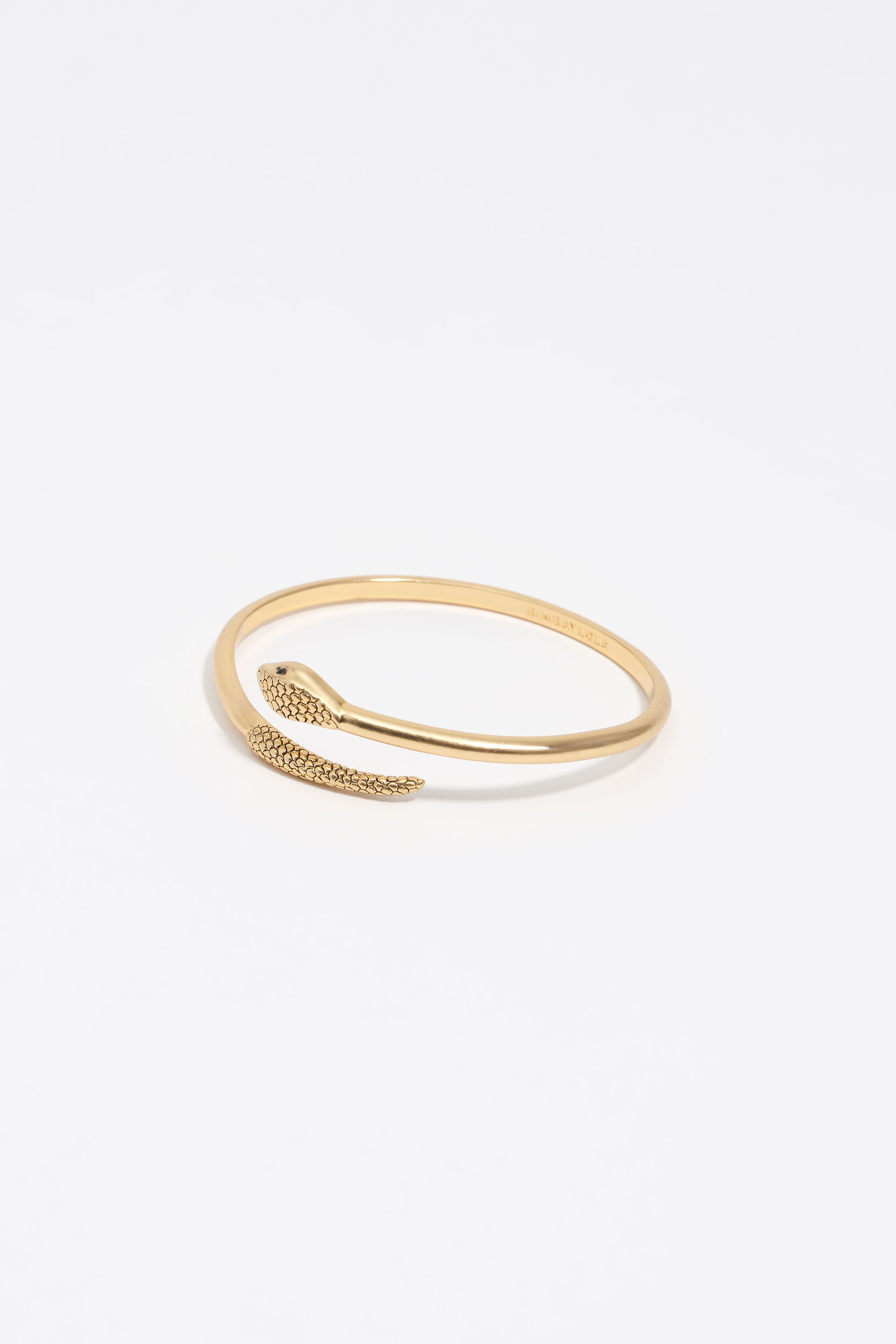 Aged gold rigid textured snake bracelet
