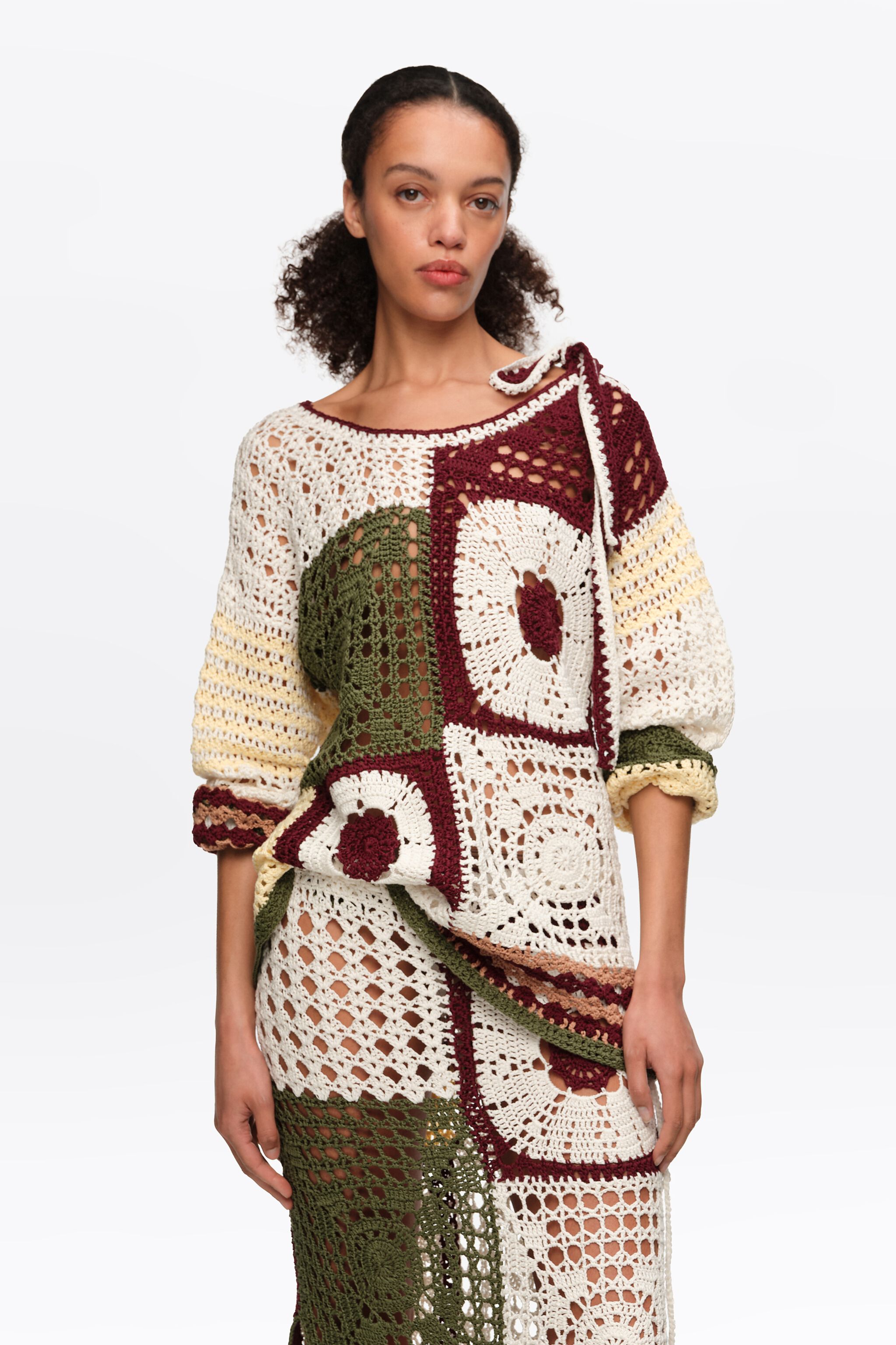 Straight multicolored crochet sweater