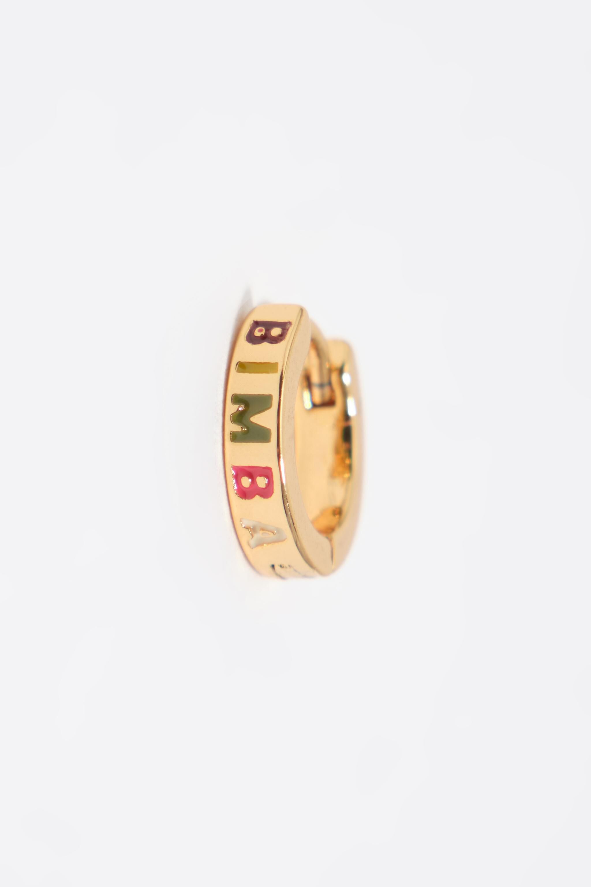 Gold multicolored logo mini hoop earrings