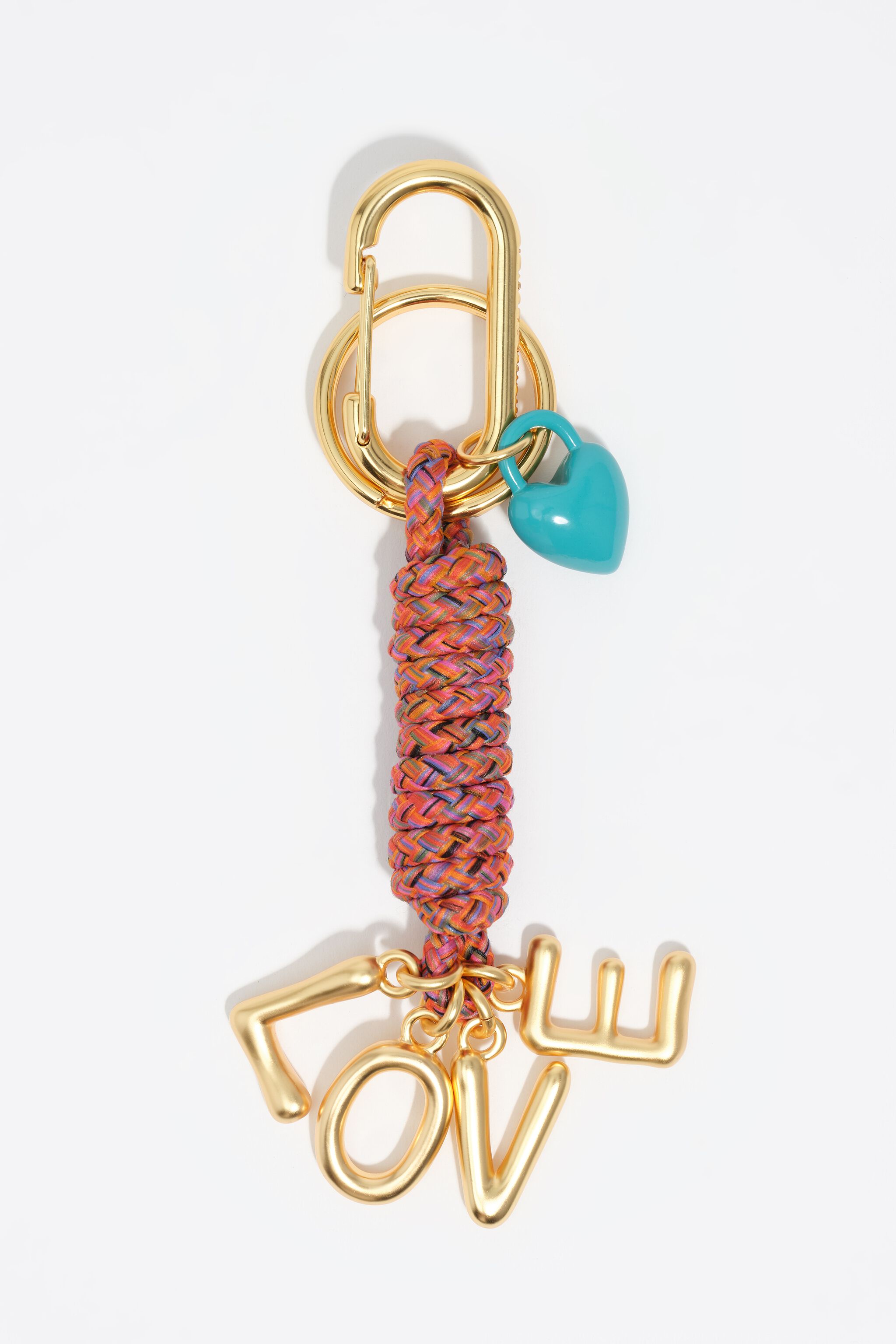 Pink knotted rope key ring