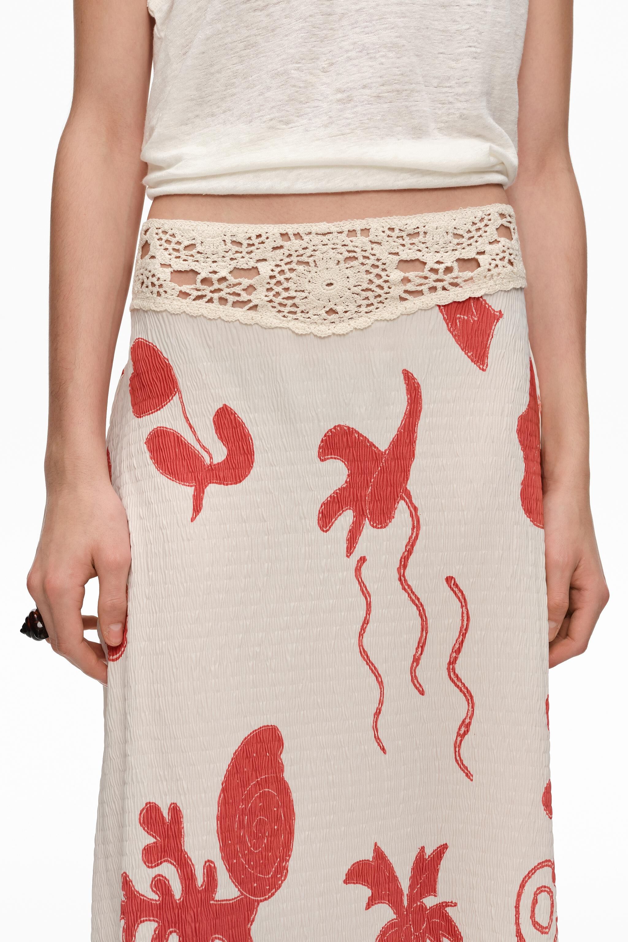 Sand Red crochet waist skirt