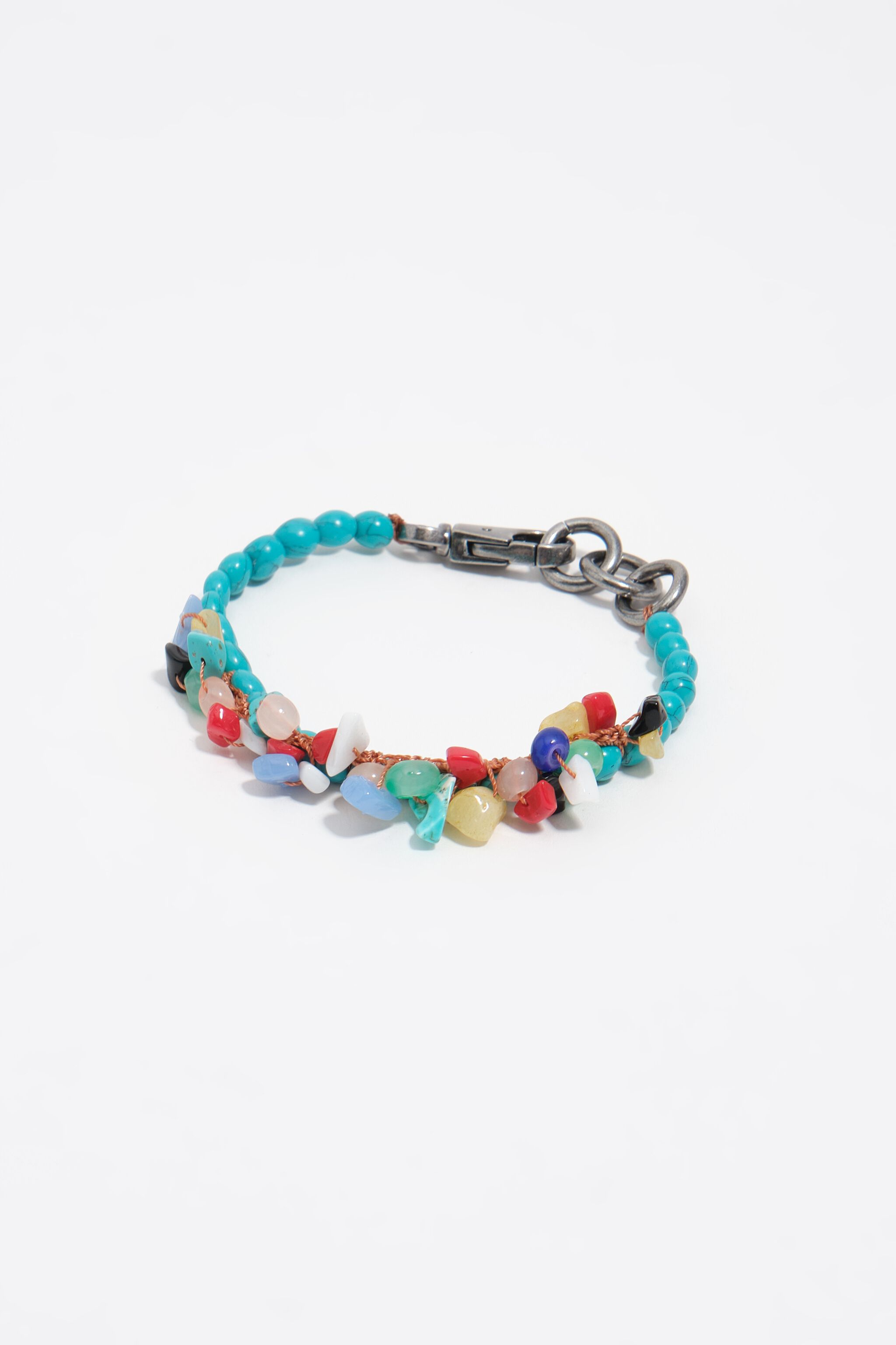 Turquoise stone and pearl necklace