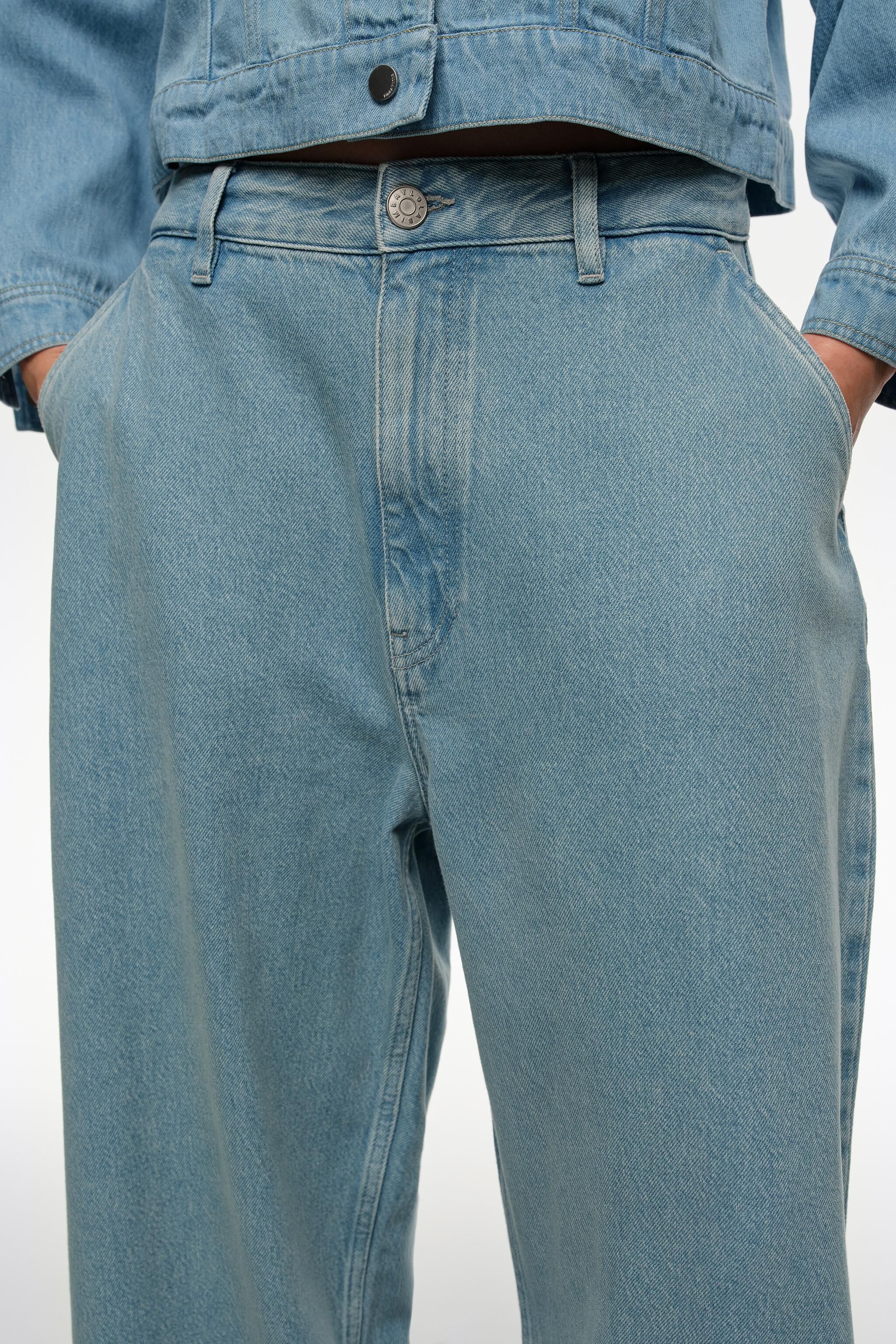 WIDE LEG - Light blue washed denim trousers