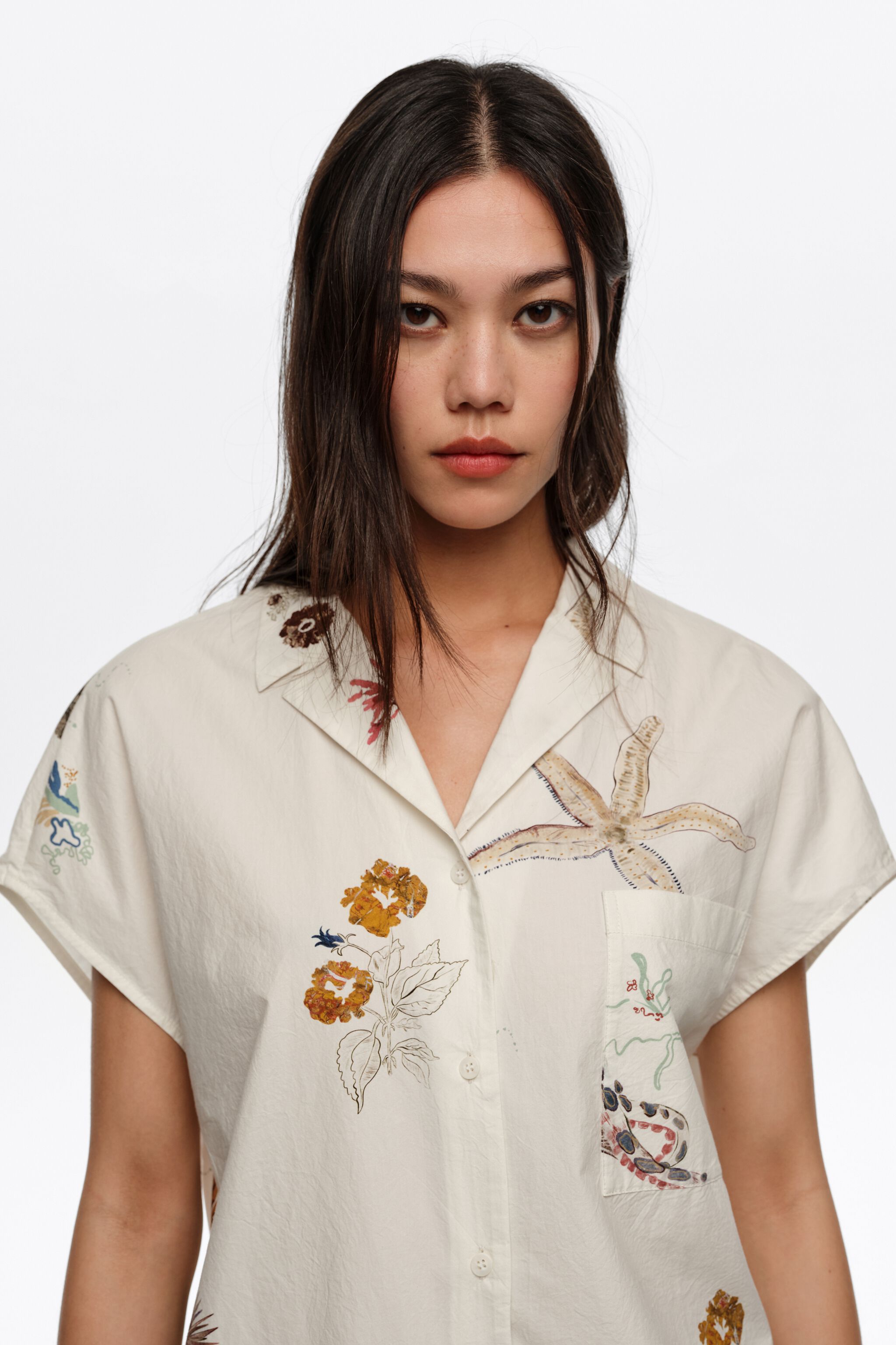 Off-white Seabed cotton cape shirt