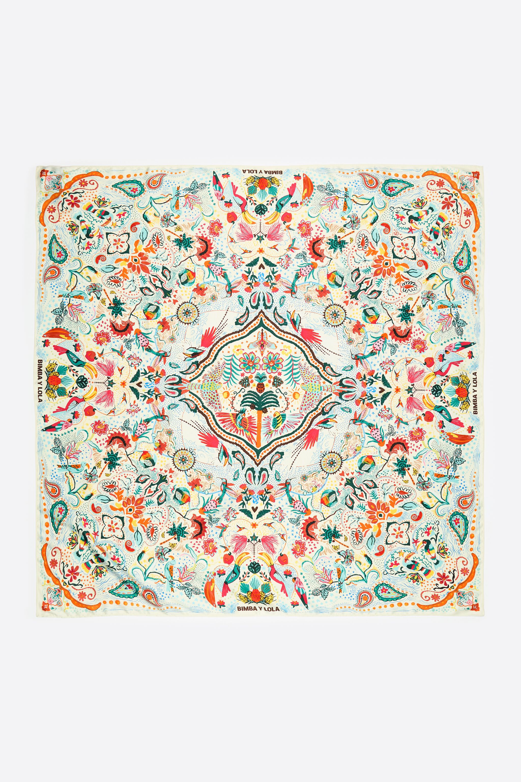 White tropical birds scarf