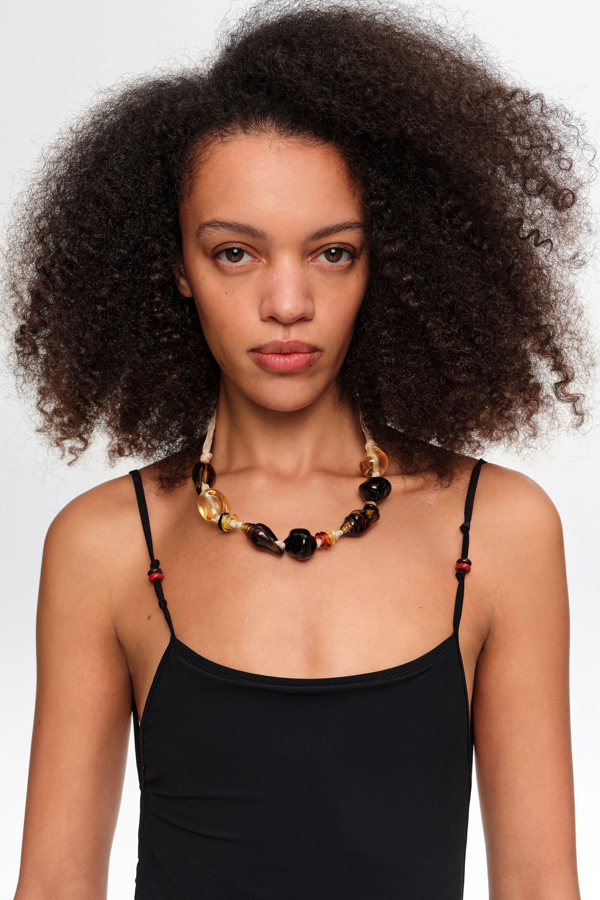 Amber resin seashell necklace