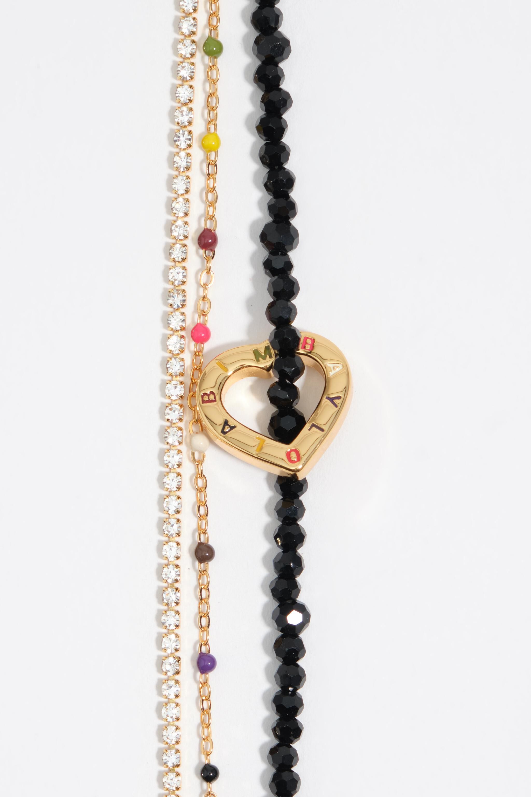 Triple crystal bracelet with gold heart logo