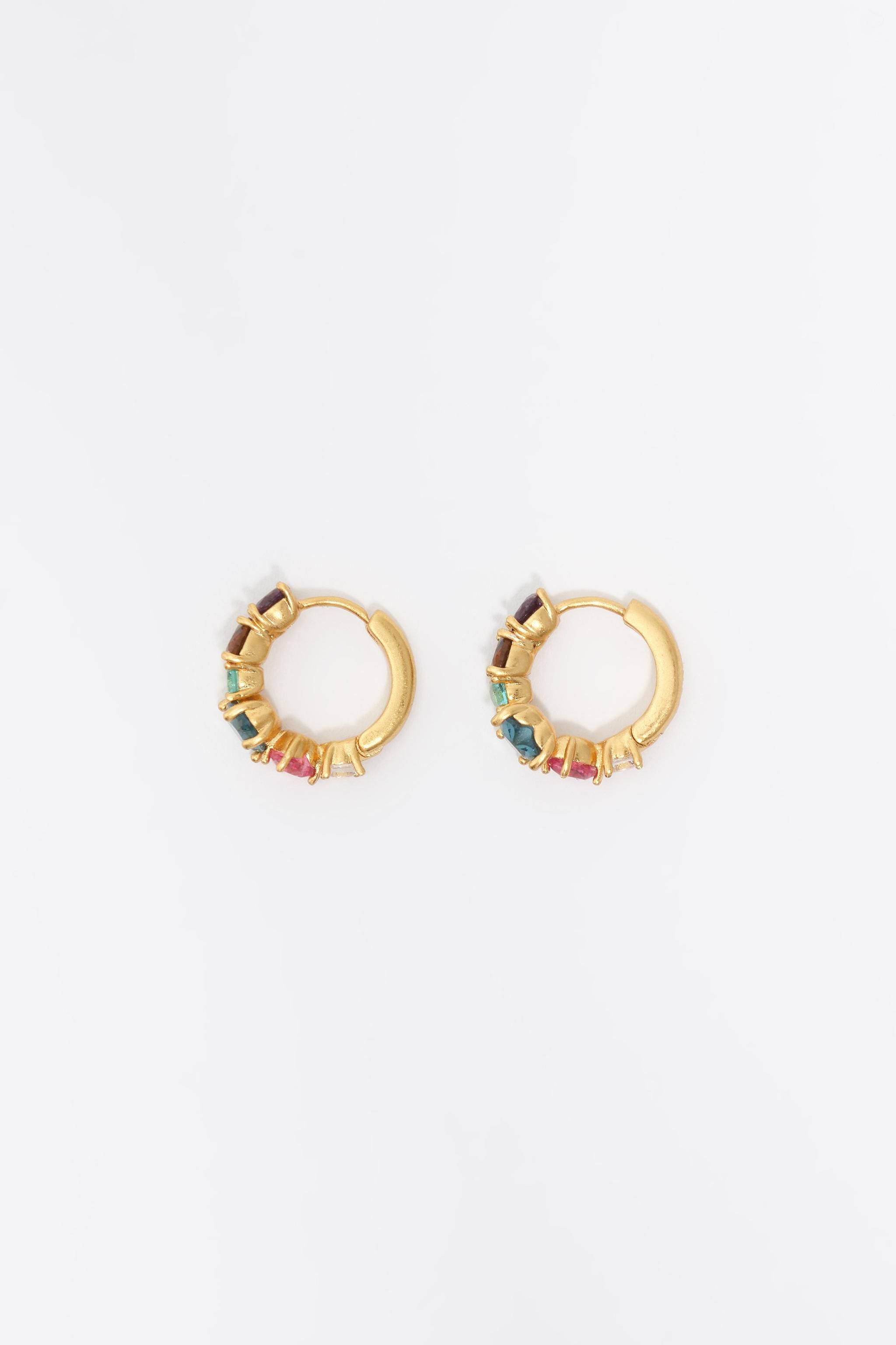 Small gold crystals heart hoop earrings