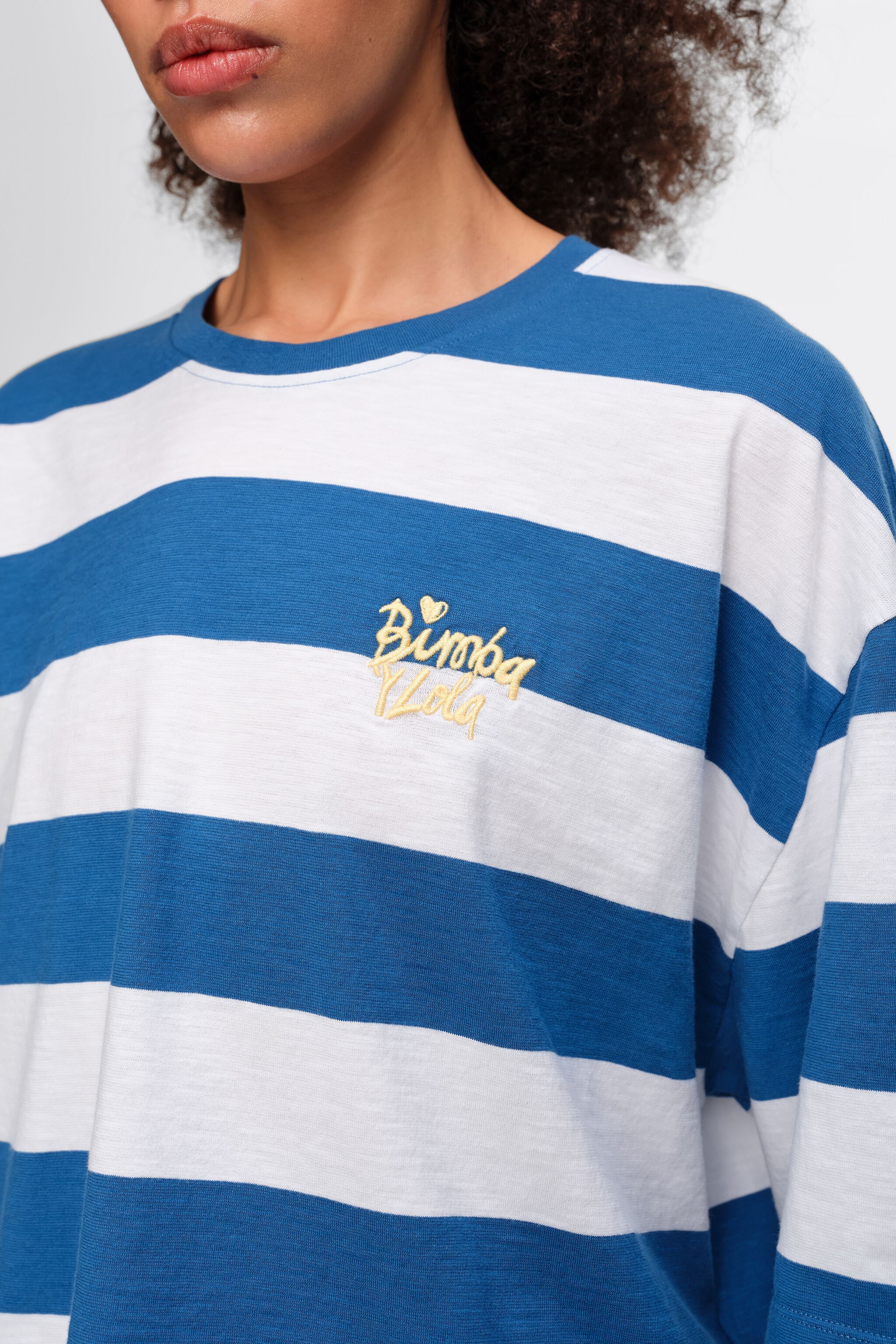 Brown striped cotton boxy T-shirt