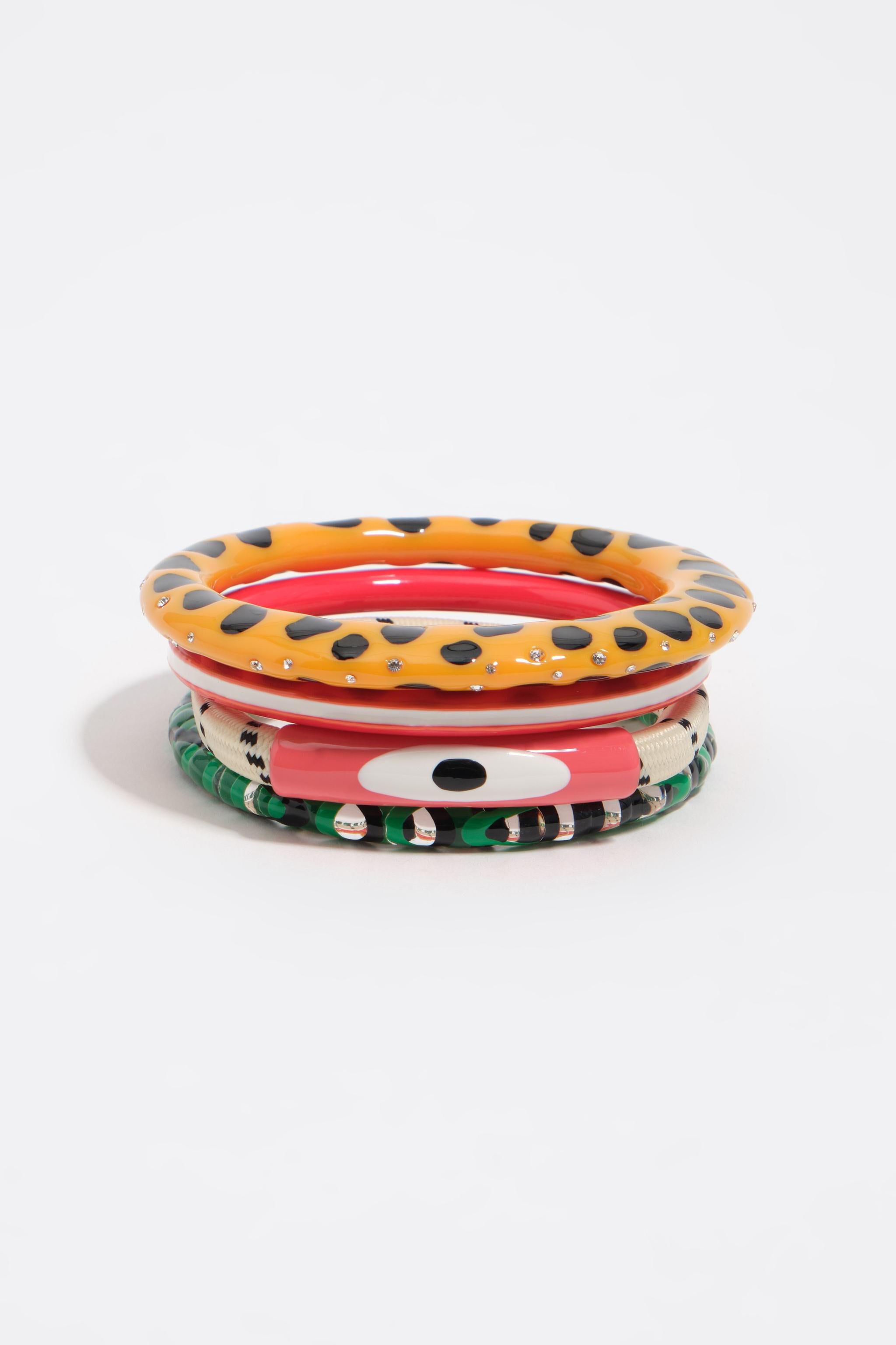 Multicolor resin texture bangle set