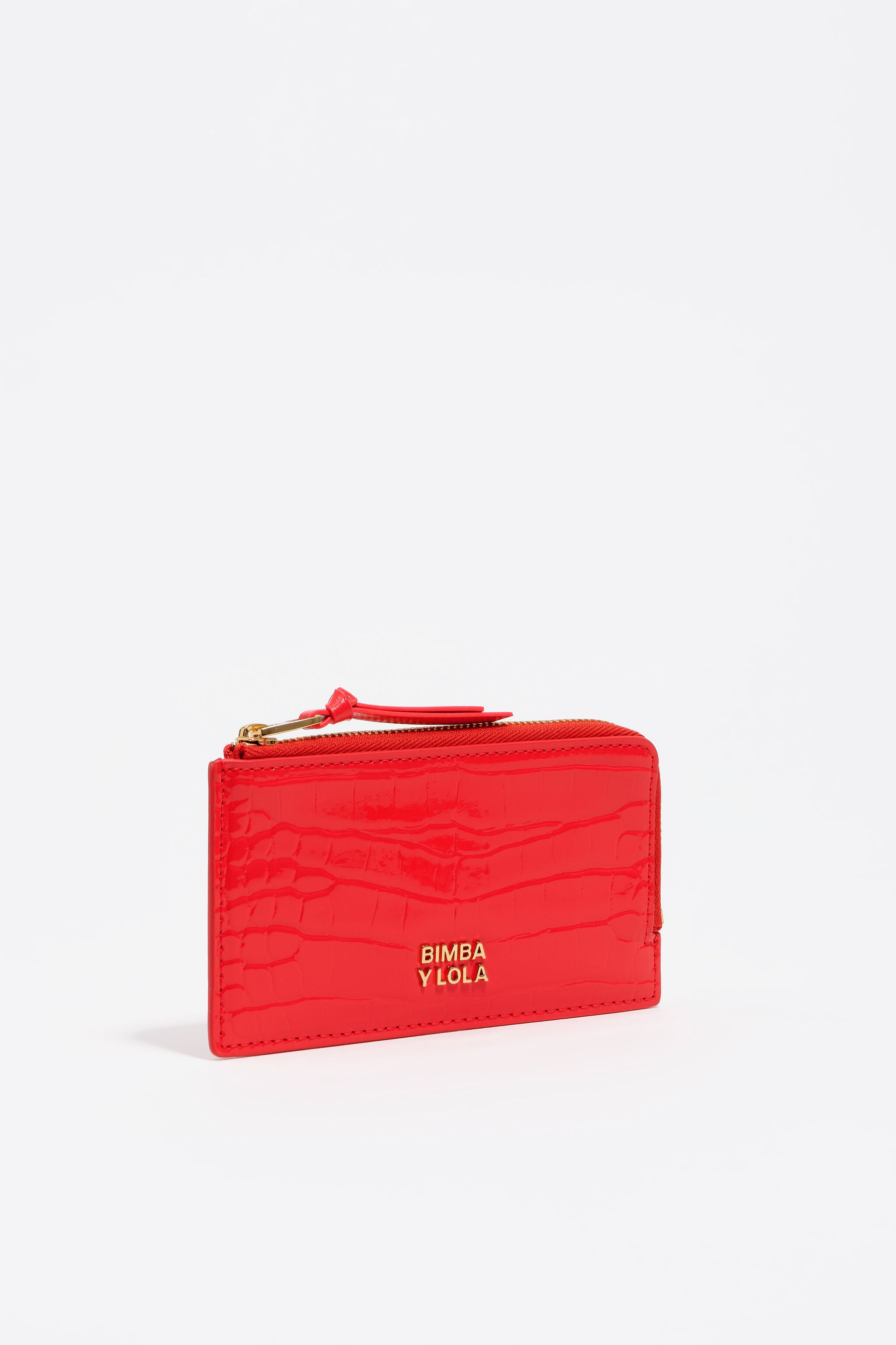 Coral mock croc card holder/coin purse